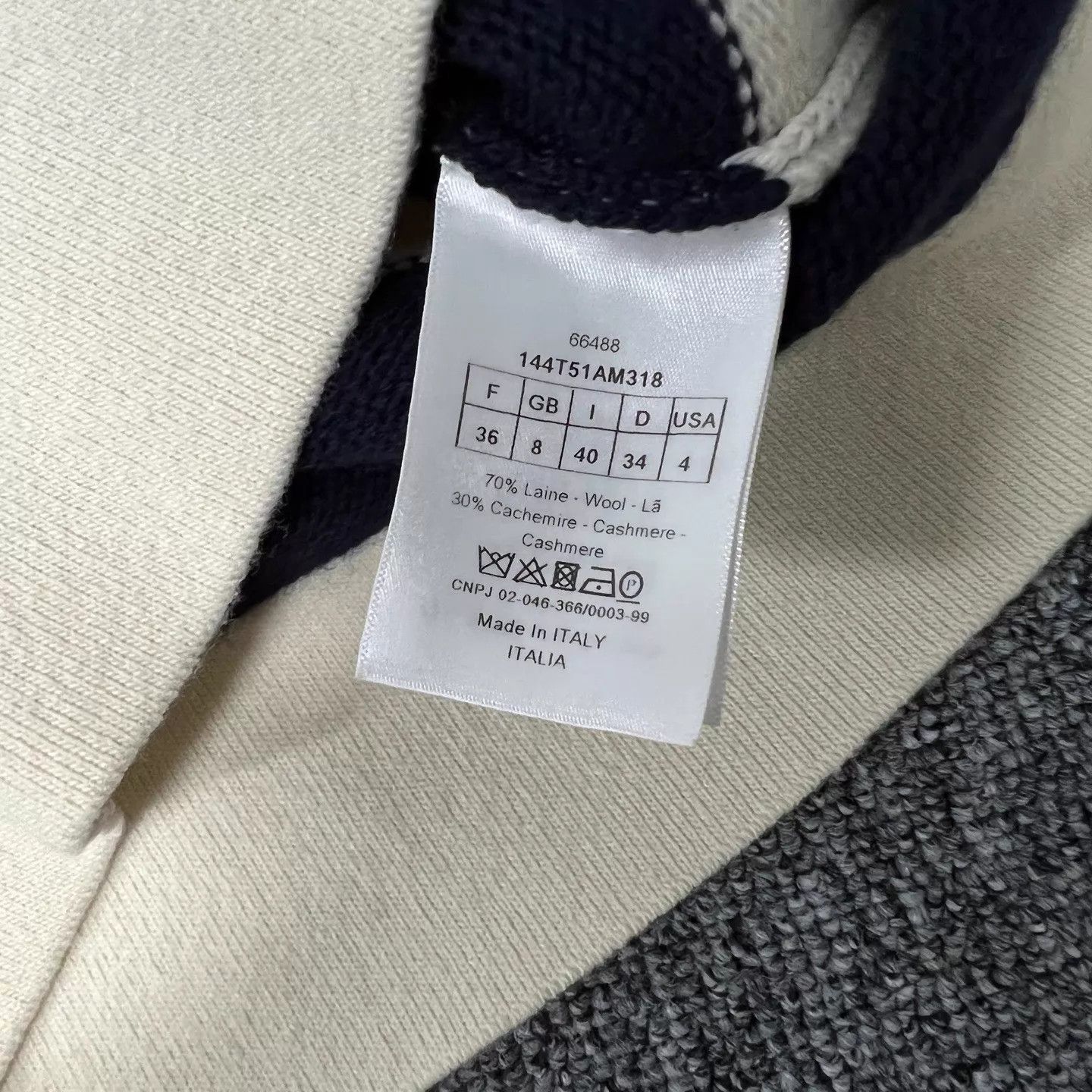 Dior Dior Sailor-Neck Logo Sleeveless B&W Stripe Cashmere Top Size XS / US 0-2 / IT 36-38 - 6 Thumbnail