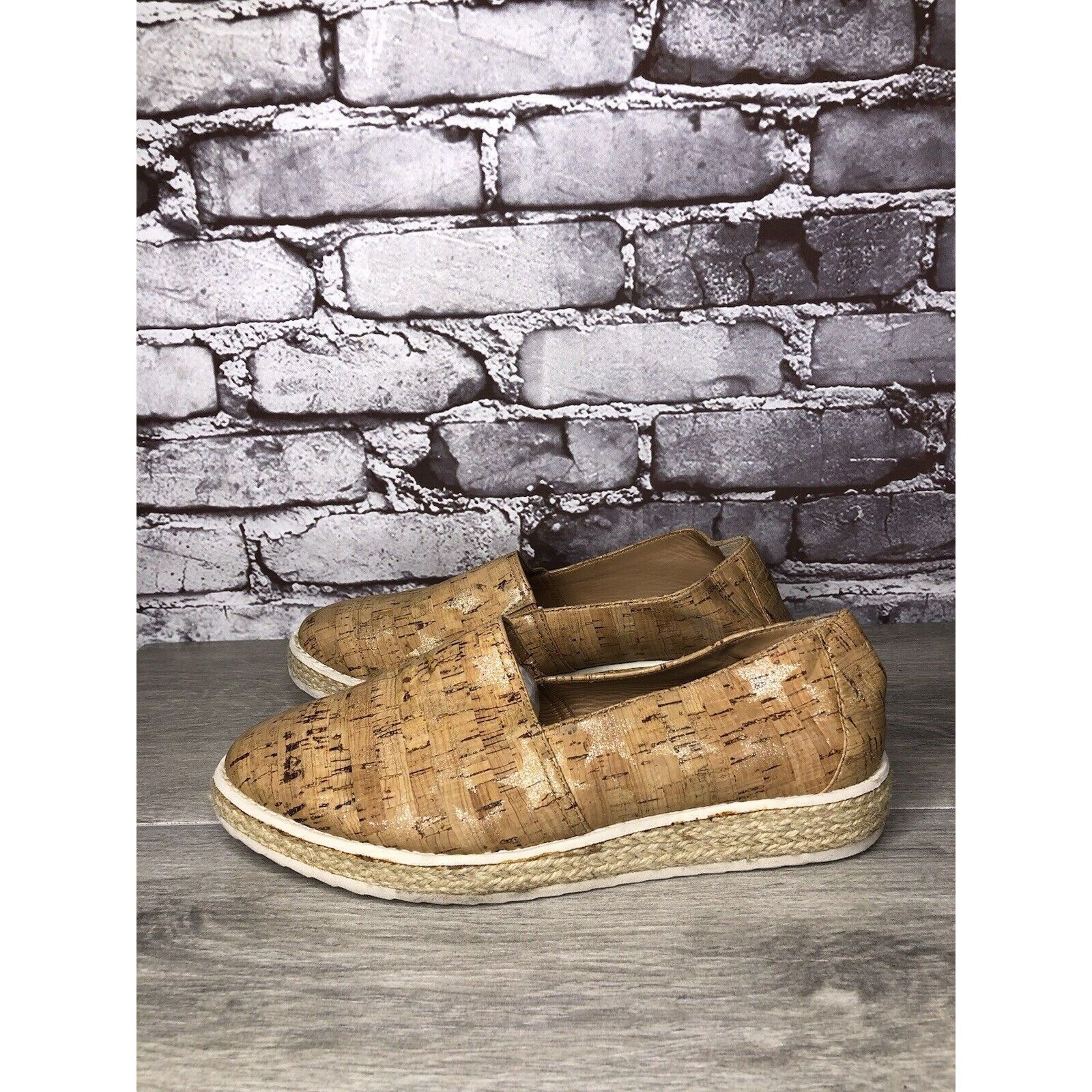 Trask TRASK Cork Tan Sparkle Star Espadrilles Slip On Shoes Women Size US 8 / IT 38 - 21 Thumbnail