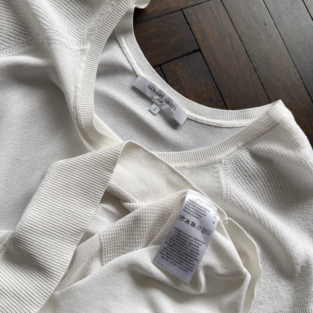 Gerard Darel Gerard Darel Paris Womens White Knit Top Short Sleeve Size S / US 4 / IT 40 - 5 Thumbnail