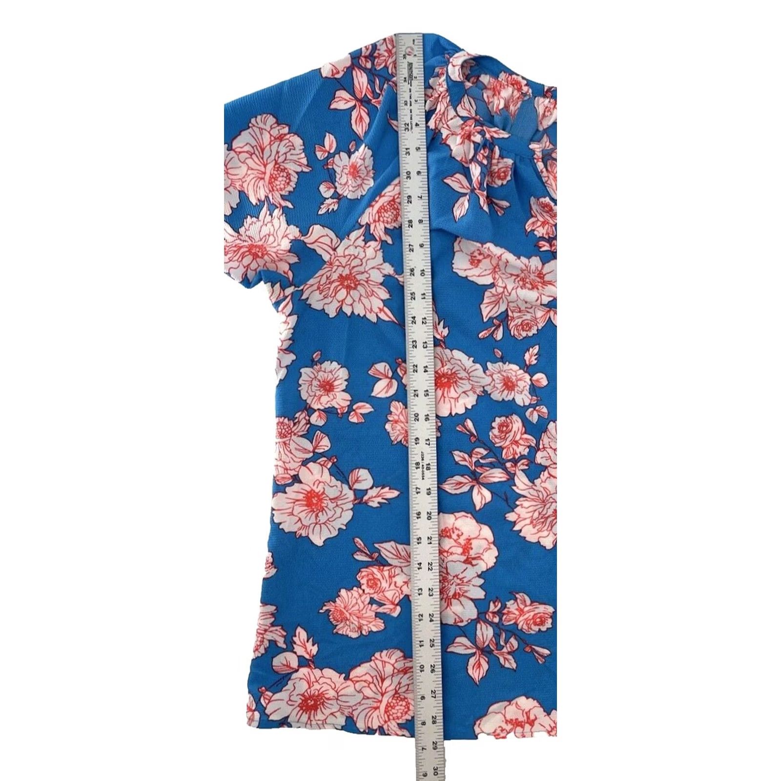 Vintage Bobeau Plus Size Turquoise Blue Floral Peasant Flutter Sleeve Top 3x Size XXL / US 16-18 / IT 52-54 - 8 Thumbnail