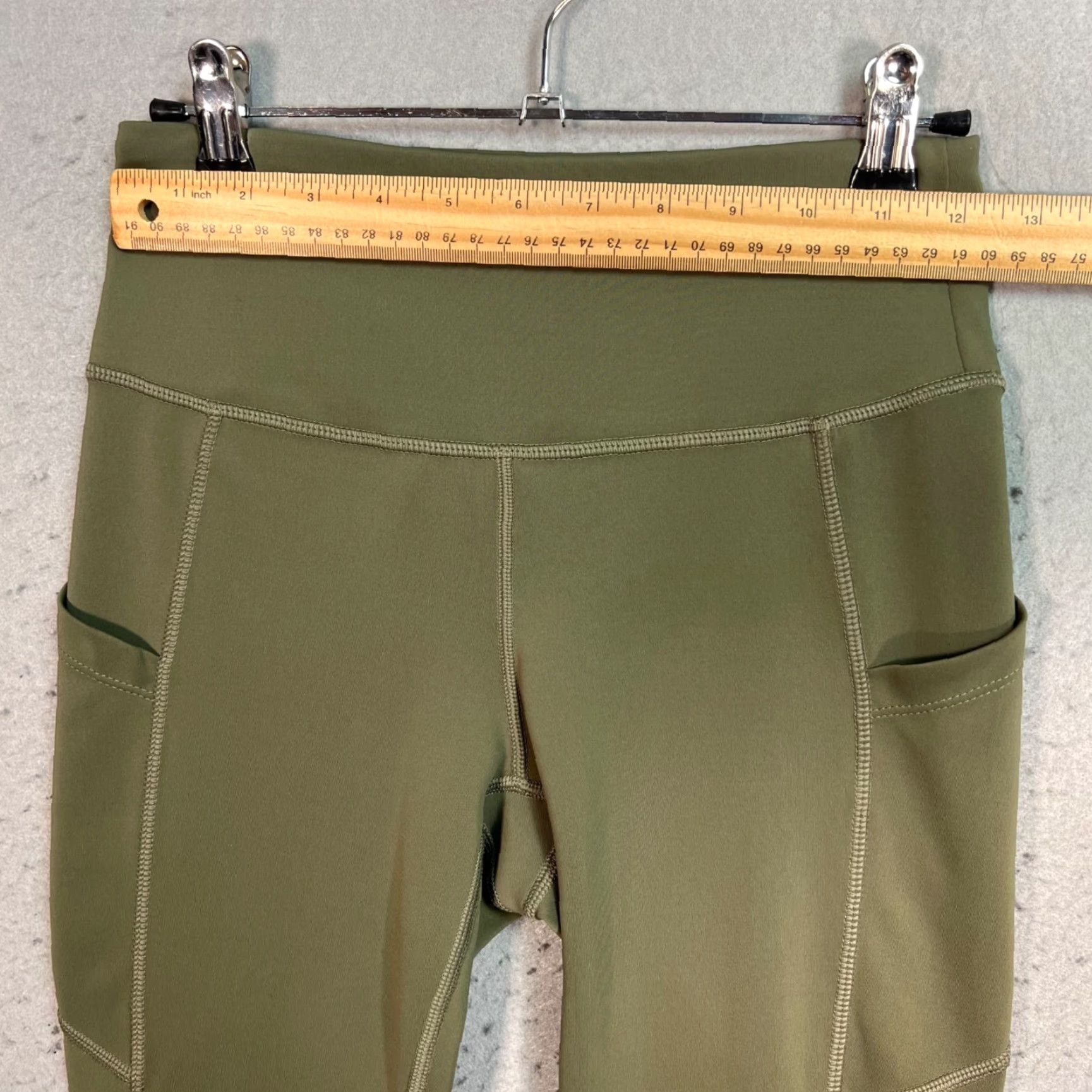 New Balance VINTAGE New Balance Leggings Women Small Olive Green Athletic High Waist Side Pockets Womens Size 28" / US 6 / IT 42 - 5 Thumbnail