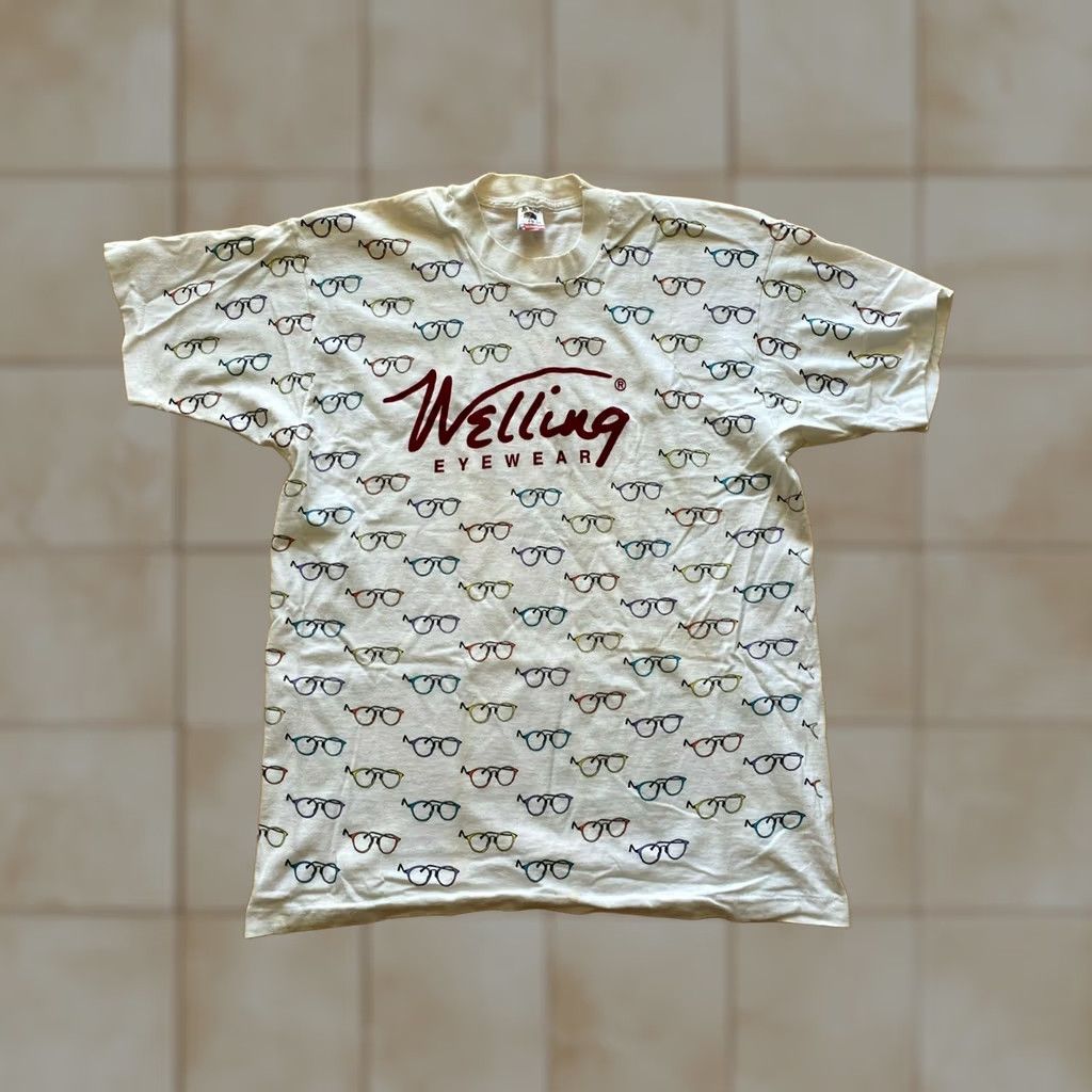 Fruit Of The Loom VTG 1992 Welling Eyewear T Shirt Single Stitch Fruit of the Loom Sz XL Made USA Mens Cotton Black Graphic Print Vintage 90s Crew Neck Short Sleeve Size US XL / EU 56 / 4 - 1 Thumbnail