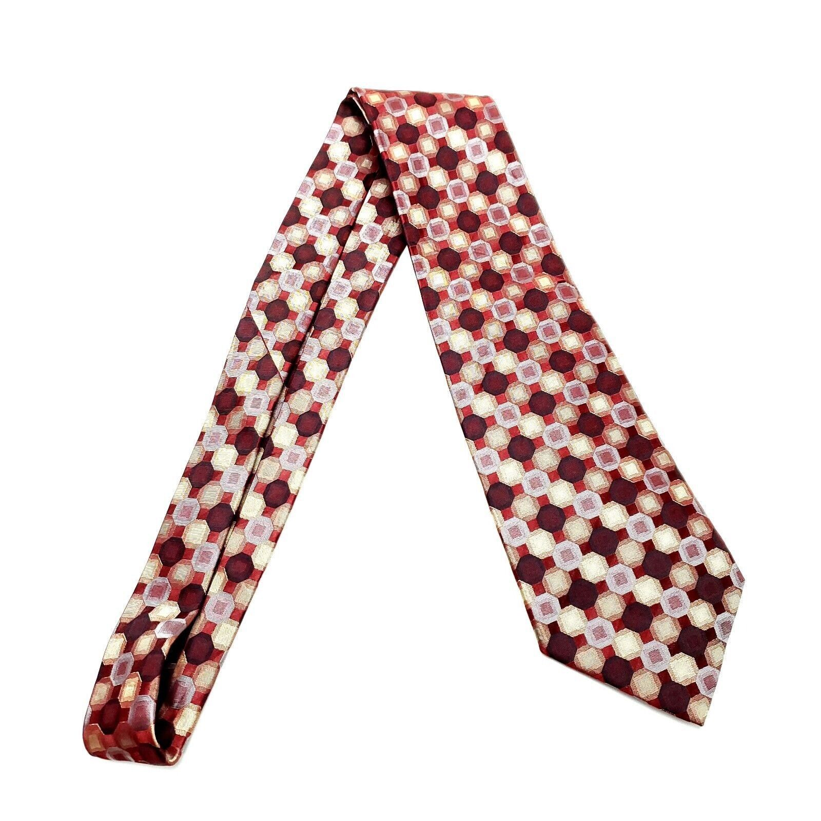 Van Heusen Van Heusen Silk Tie Woven Red Geometric Wide Size ONE SIZE - 7 Thumbnail