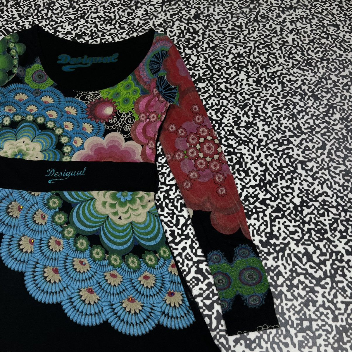 Desigual Vintage Y2K Desigual Floral Abstract Retro Style Midi Dress Size M / US 6-8 / IT 42-44 - 9 Thumbnail