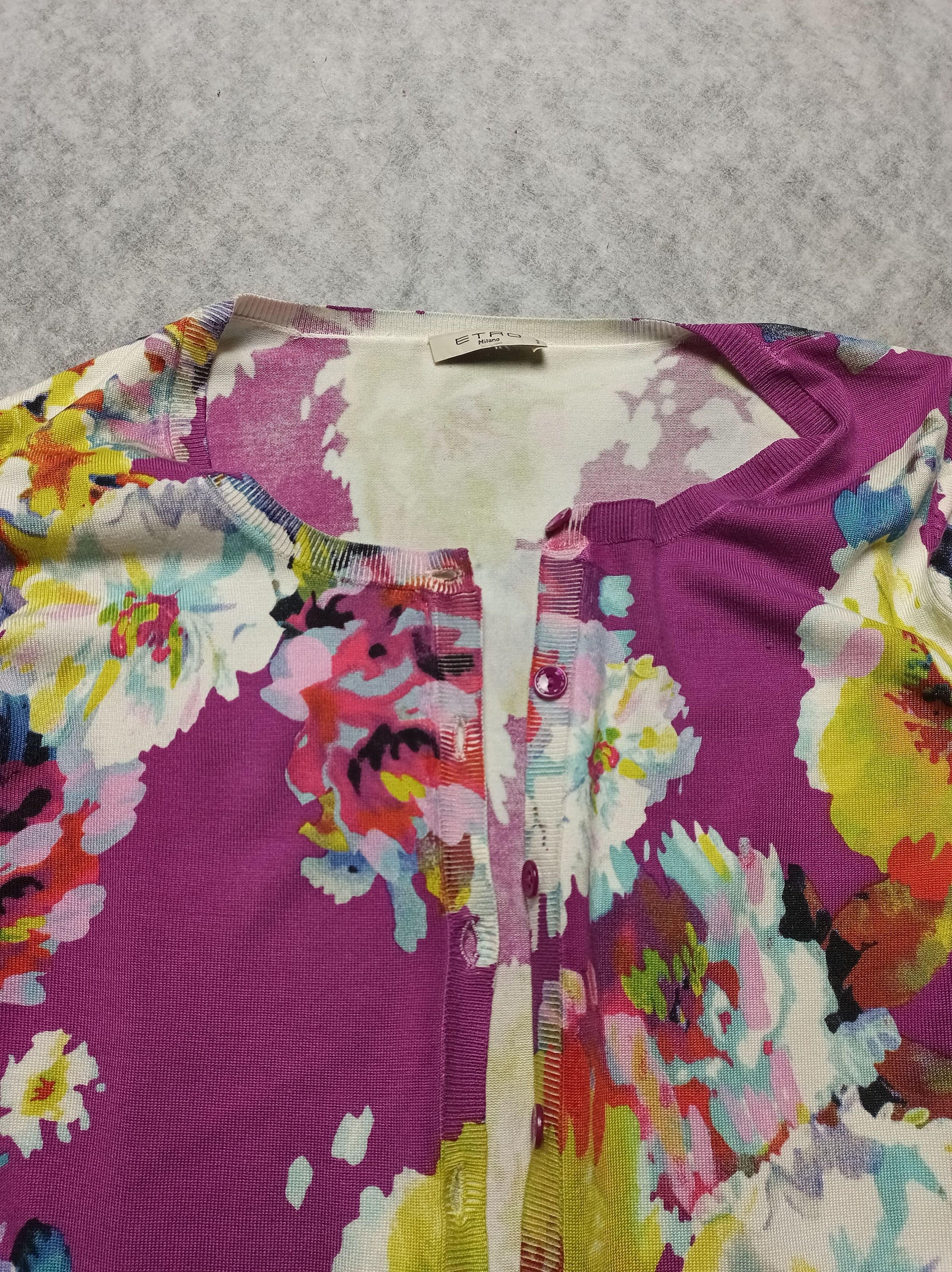 Etro ETRO Milano Silk Blend Cardigan Floral Abstract Print Size M / US 6-8 / IT 42-44 - 6 Thumbnail
