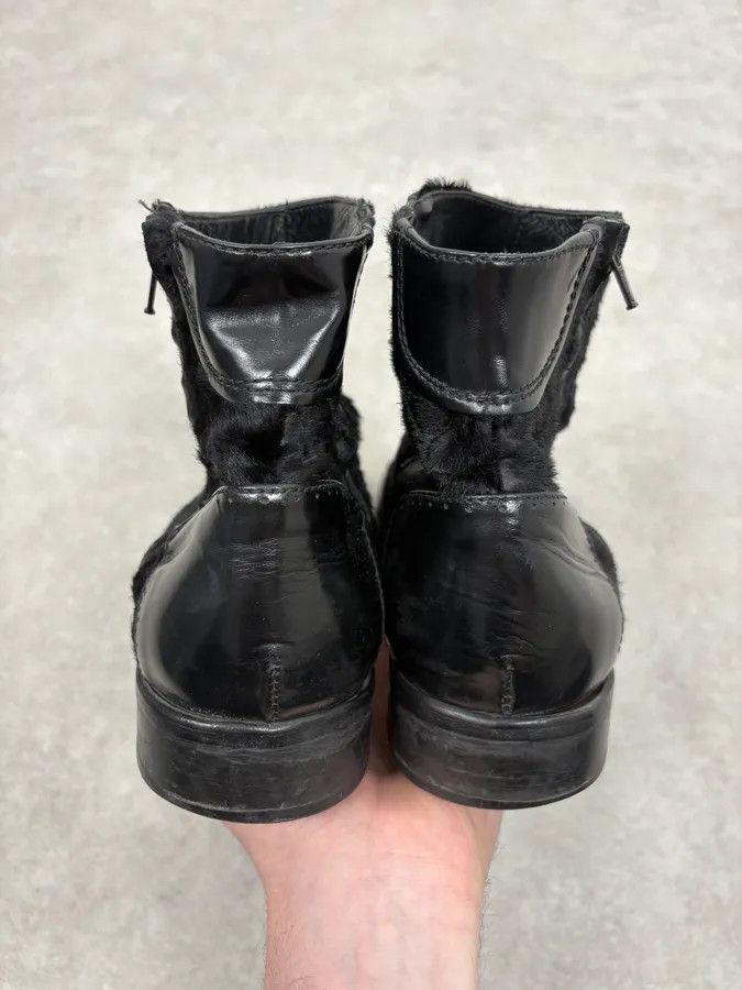 Emporio Armani 2000s Emporio Armani Pony Hair Black Leather Boots Size US 11 / EU 44 - 7 Thumbnail