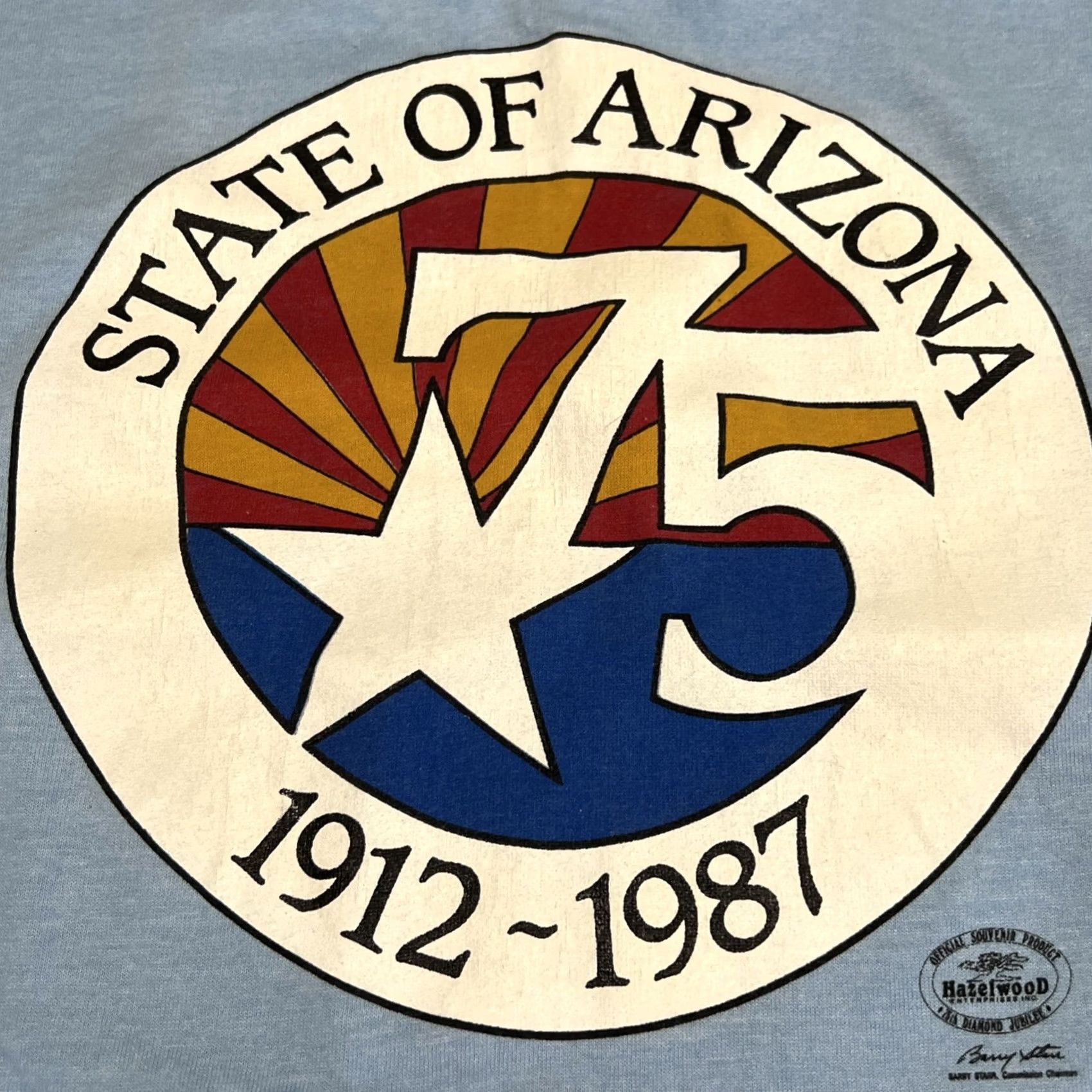 Vintage VINTAGE Hazelwood Premo Arizona 75th Anniversary T Shirt XL Blue Short Sleeve Graphic Tee United States 1980s Mens Size US XL / EU 56 / 4 - 5 Thumbnail