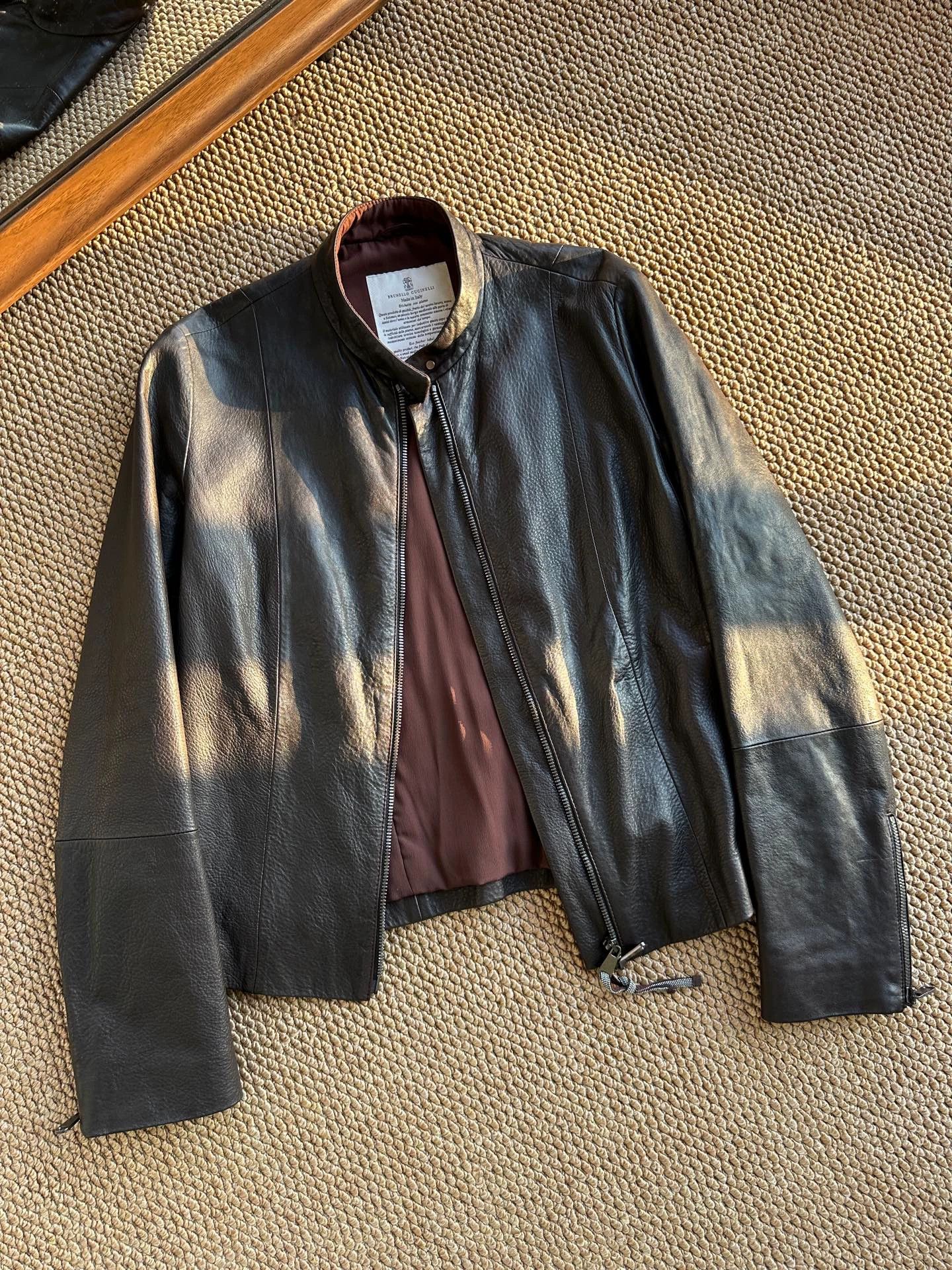 Brunello Cucinelli BC leather fitted short jacket women's black Size S / US 4 / IT 40 - 3 Thumbnail