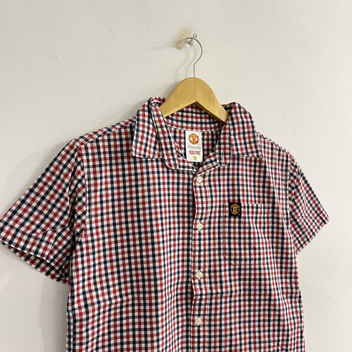 Vintage Manchester United Gingham Short Shirt - JUN25 Size US L / EU 52-54 / 3 - 3 Thumbnail