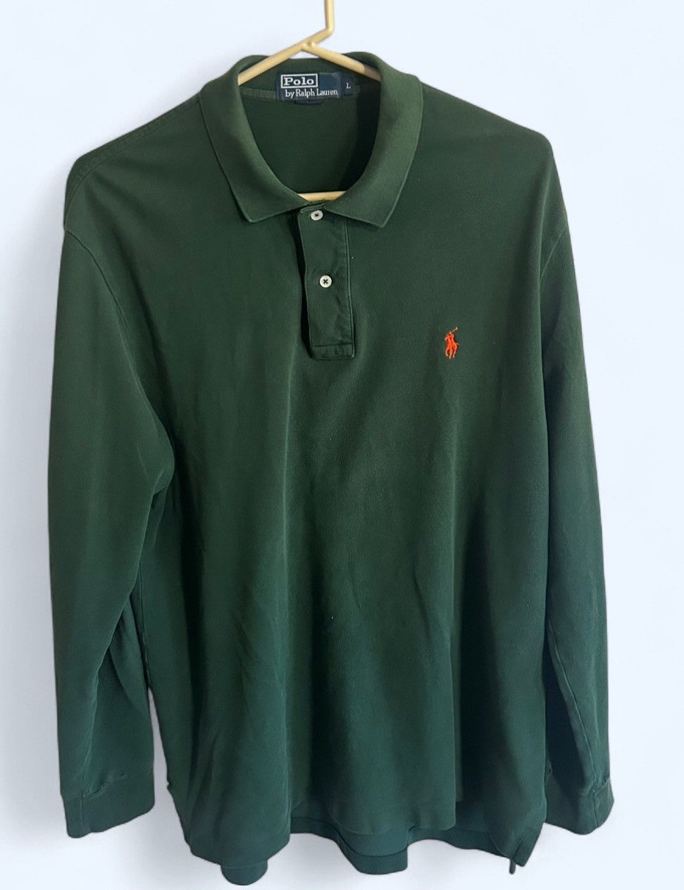 Polo Ralph Lauren Vintage Polo Ralph Lauren Long Sleeve Green Polo Size Large Size US L / EU 52-54 / 3 - 1 Thumbnail