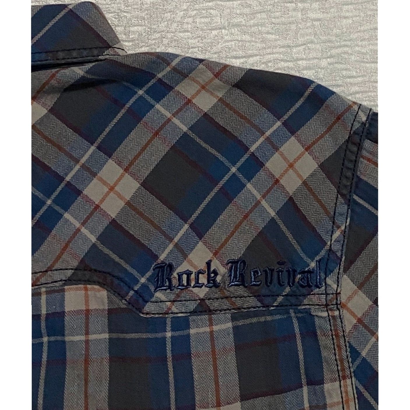 Vintage Rock Revival Shirt Mens XL Plaid Long Sleeve Button Up Casual Soft Flannel Blue Cotton Button-Up Pockets Regular Size US XL / EU 56 / 4 - 5 Thumbnail