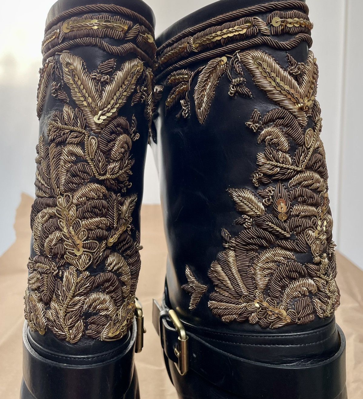 Ralph Lauren Ralph Lauren Purple Label Bullion Embroidery Mid Calf Boots Size US 7.5 / IT 37.5 - 14 Thumbnail