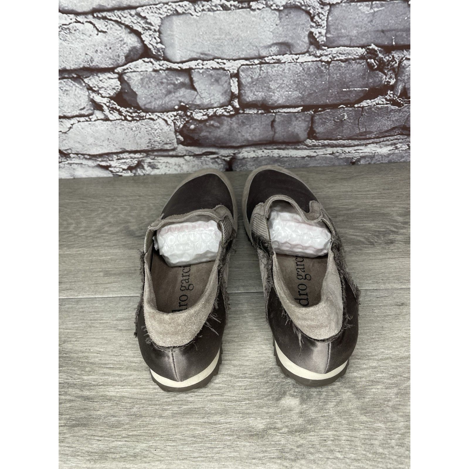 Pedro Garcia Pedro Garcia Silver Satin Gray Suede Lace Up Sneakers Women Size US 6.5 / IT 36.5 - 5 Thumbnail