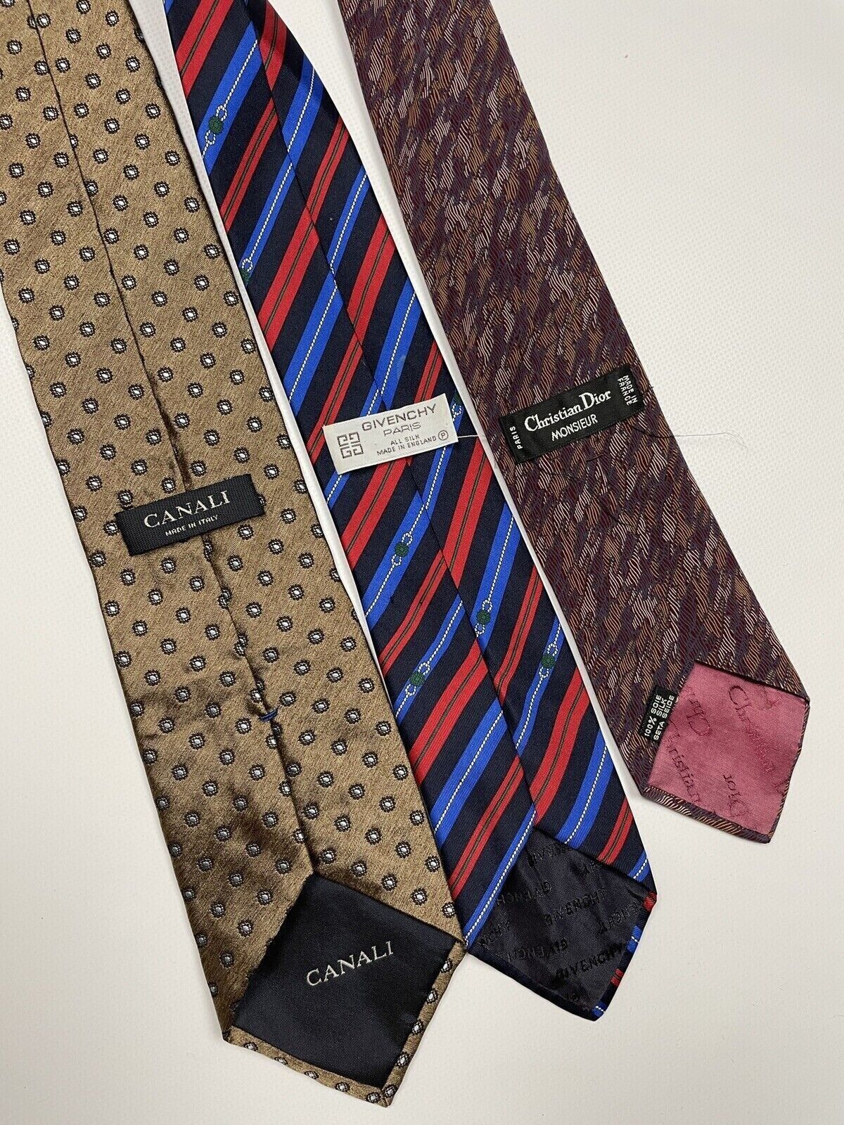 Dior LOT x 3 TIE CANALI CHRISTIAN DIOR GIVENCHY MEN Size ONE SIZE - 8 Thumbnail