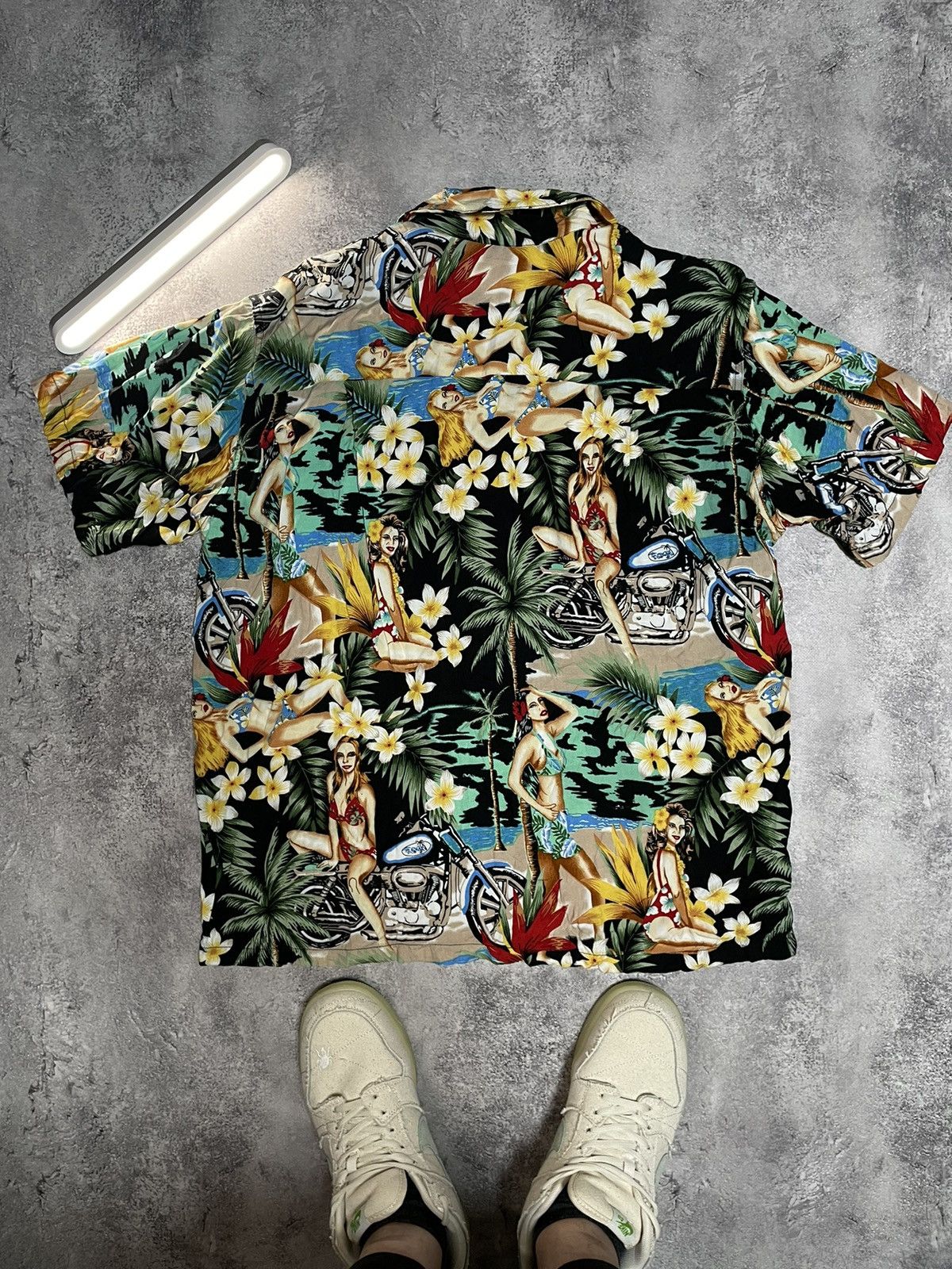 Mambo Rare VTG Mambo Style Hula Girl Rayon Aloha Hawaiian Shrt Size US M / EU 48-50 / 2 - 10 Thumbnail