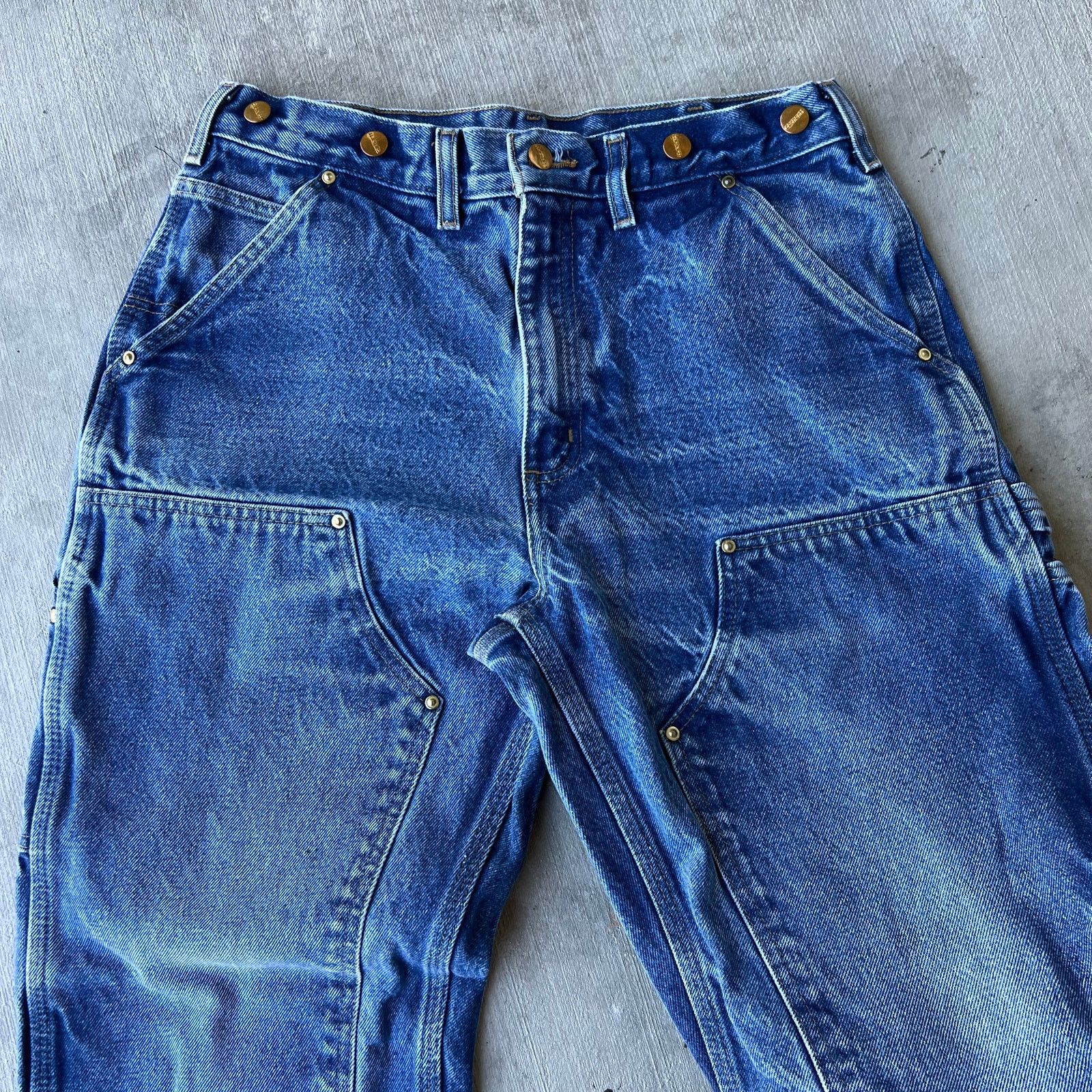 Carhartt × Vintage Carhartt faded denim blue jeans double knee work wear pants Size US 32 / EU 48 - 8 Thumbnail