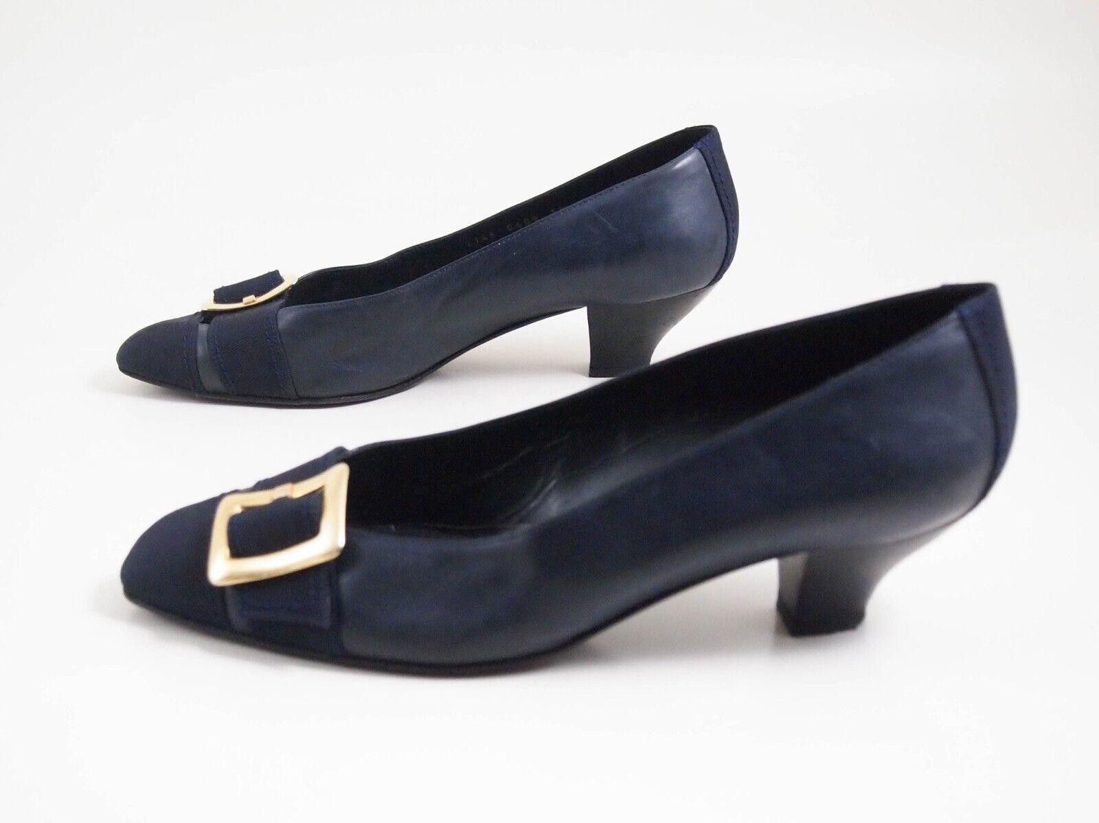 Sergio Rossi Sergio Rossi Mid Heel Pumps Blue Leather Fabric US 9 EU 39 Size US 9 / IT 39 - 2 Thumbnail