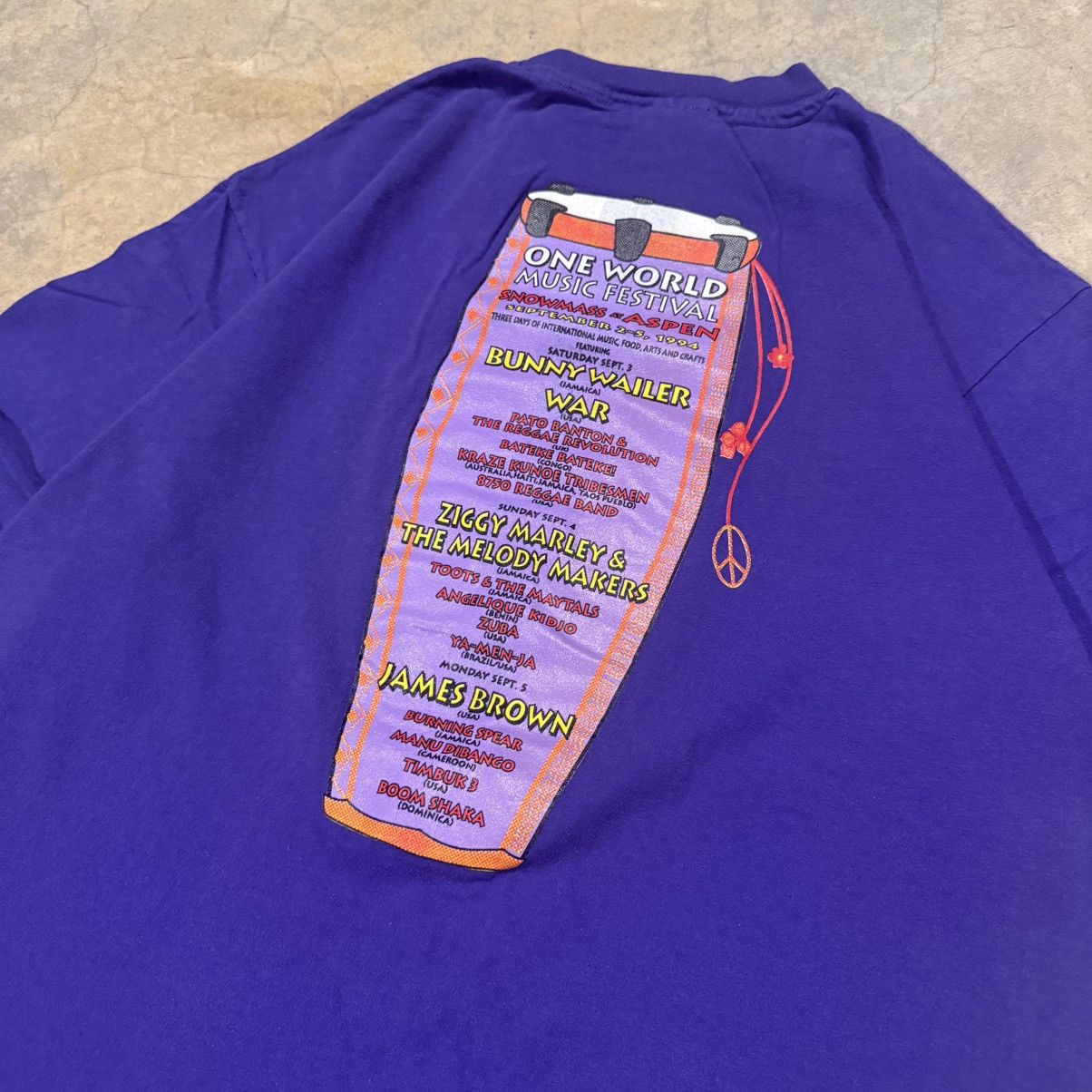 Vintage Vtg 1994 One World Music Festival Ziggy Marley Band Tour Tee Size US L / EU 52-54 / 3 - 3 Thumbnail