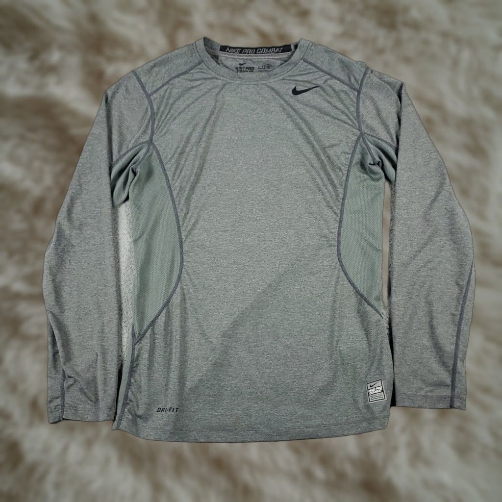 Nike Nike Pro Combat Shirt Mens Small Gray Dri-Fit Long Sleeve Shirt Sports Nike Size US S / EU 44-46 / 1 - 1 Thumbnail