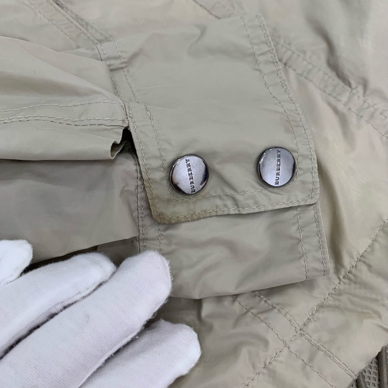 Burberry Multi-Pocket Hooded Khaki Nylon Trench Coat