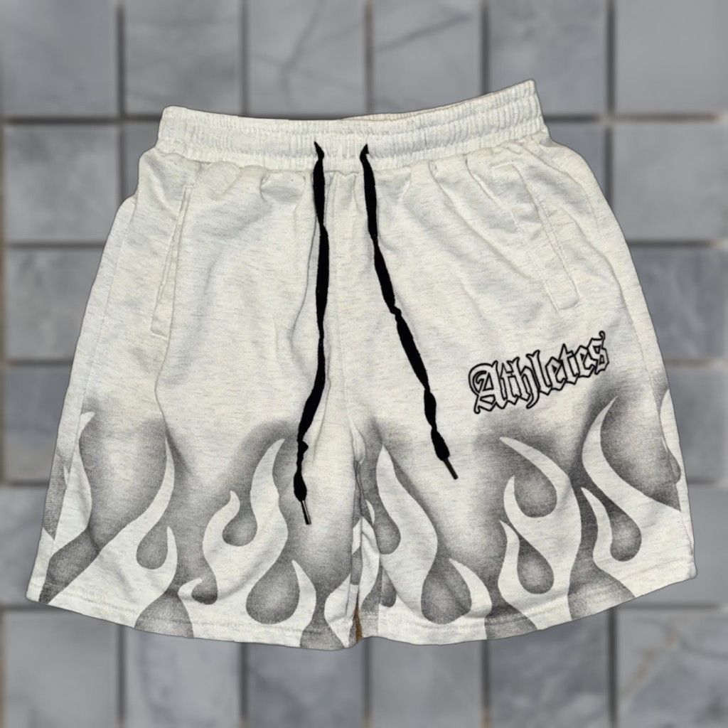 Vintage Athletics Sweat Shorts Gray Flame Graphic Men’s S 28” Streetwear Athletic 28" Inseam Elastic Waist Mens Size US 28 / EU 44 - 1 Thumbnail