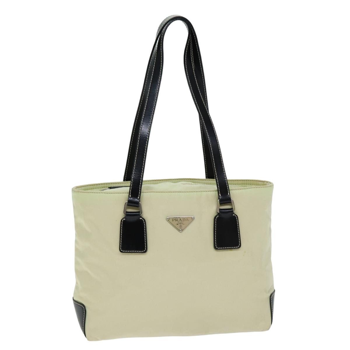 PRADA Hand Bag Nylon Cream