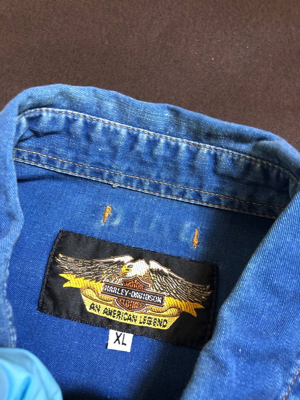 Harley Davidson Harley Davidson Men's Long Sleeve Blue Cotton Shirt Size US XL / EU 56 / 4 - 2 Thumbnail