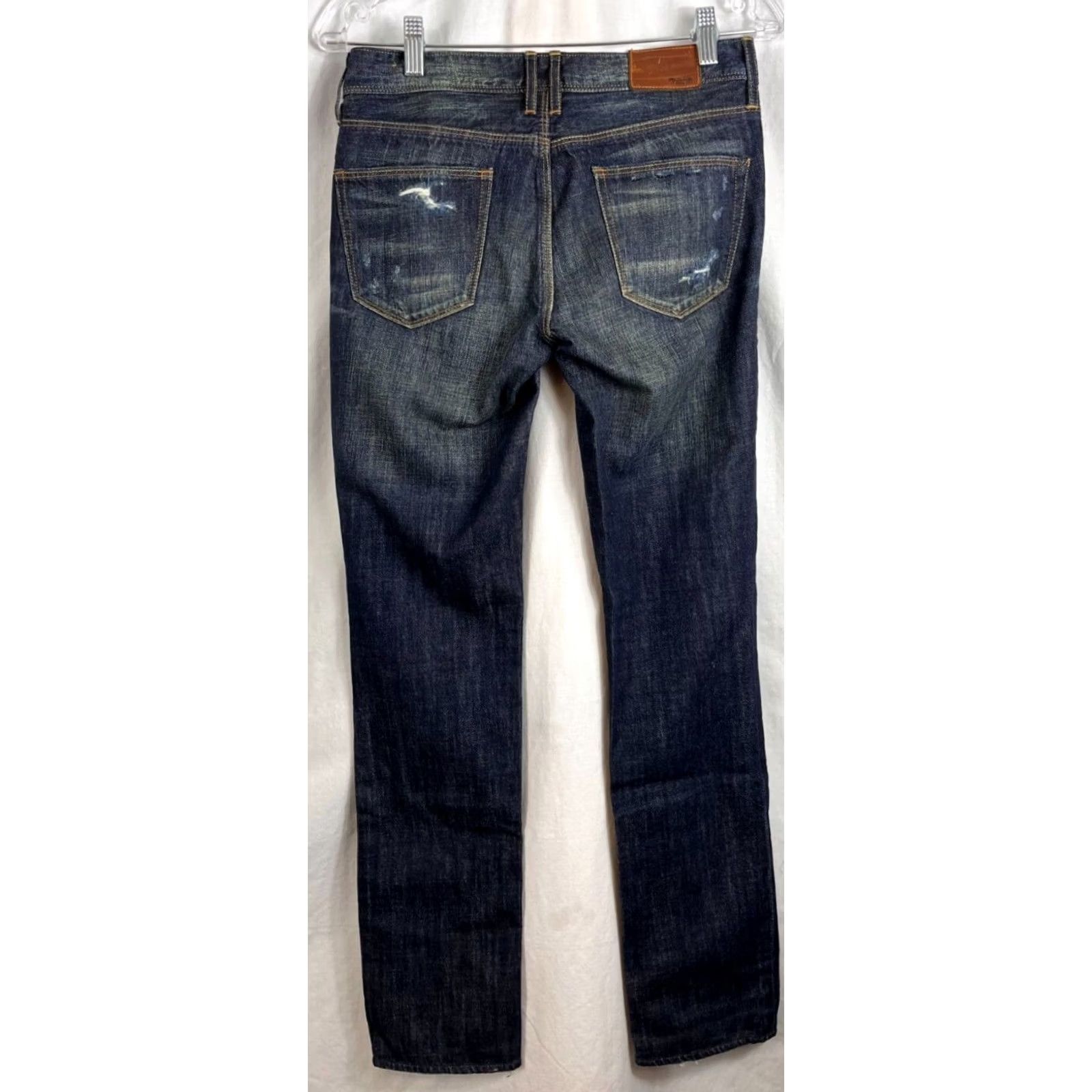 Madewell Madewell Rail Straight Jeans Distressed Dark Wash Women 24x34 Blue Denim Size 42" / US 20 - 6 Thumbnail