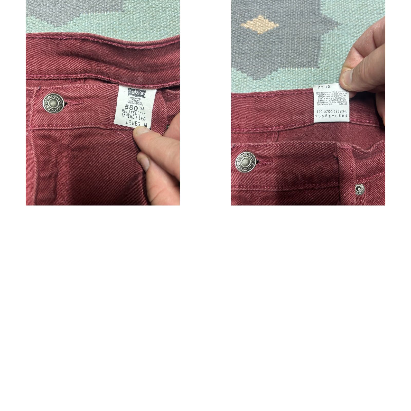 Levi's VINTAGE Levi’s 550 jeans maroon red relaxed fit tapered leg womens size 12 31x30 Size 24" / US 00 / IT 34 - 8 Thumbnail