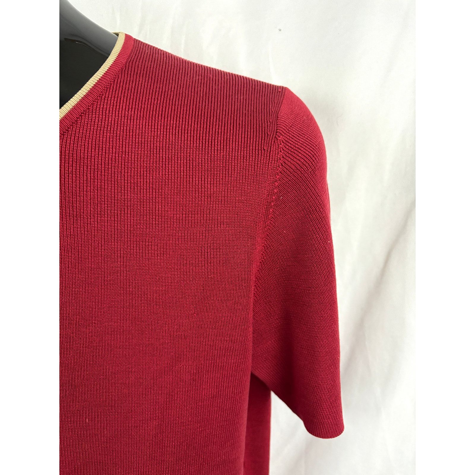 Ann Taylor Ann Taylor Red Short Sleeve Top LARGE 100% Silk Size L / US 10 / IT 46 - 4 Thumbnail
