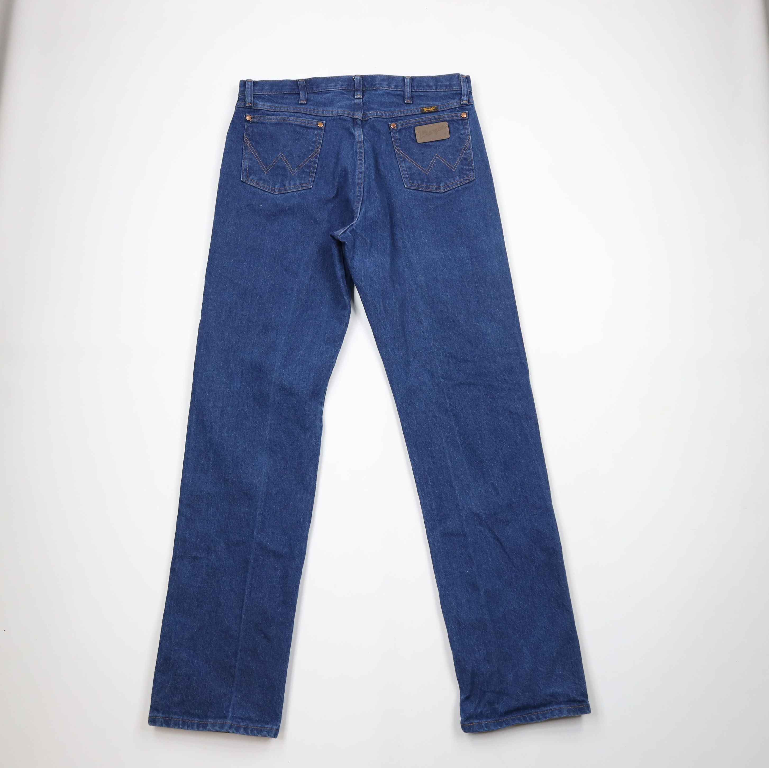 Vintage × Wrangler Vintage 90s Wrangler Spell Out Straight Leg Denim Jeans Blue Size US 35 - 8 Thumbnail