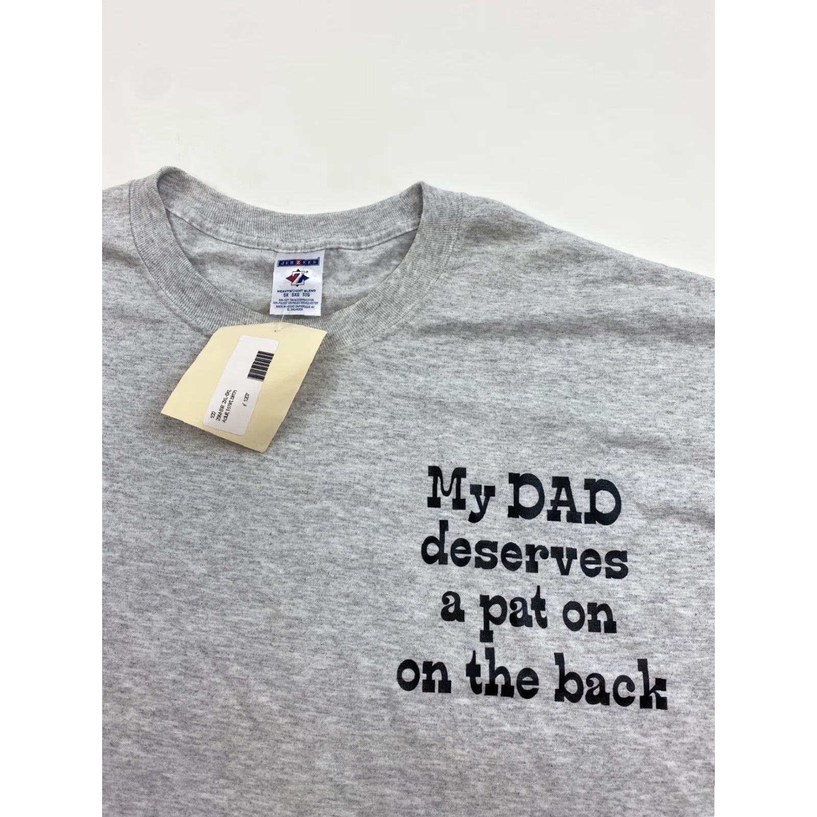Jerzees VINTAGE Dad Shirt Mens 5XL Gray Pat On The Back Short Sleeve Size US XXL / EU 58 / 5 - 2 Thumbnail