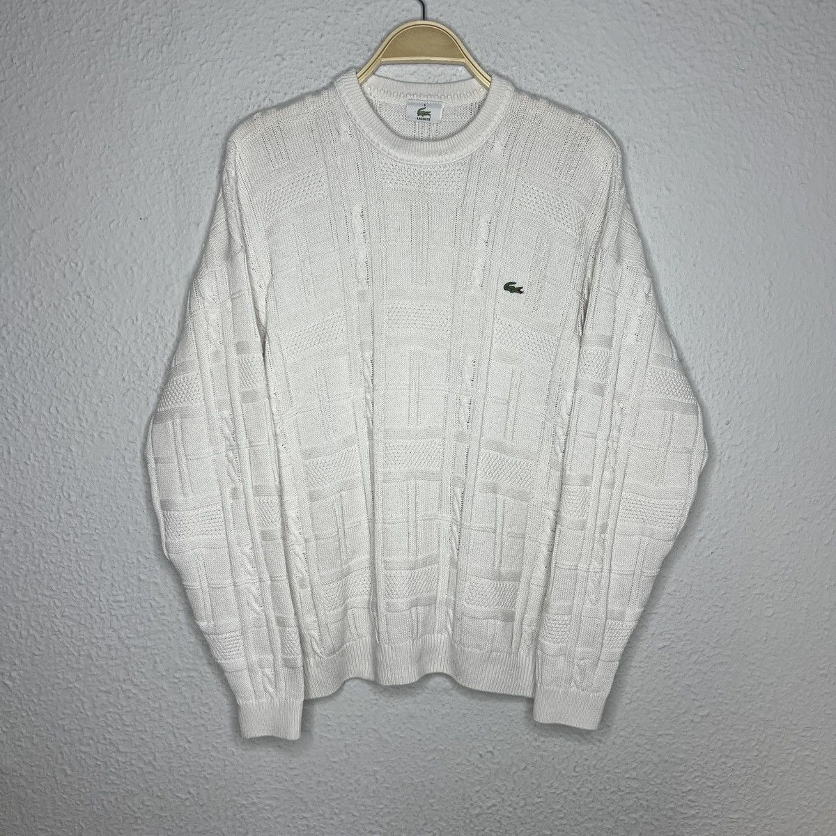 Lacoste Vintage Lacoste Knitwear Sweater Jumper White Logo Cable Size US M / EU 48-50 / 2 - 1 Thumbnail