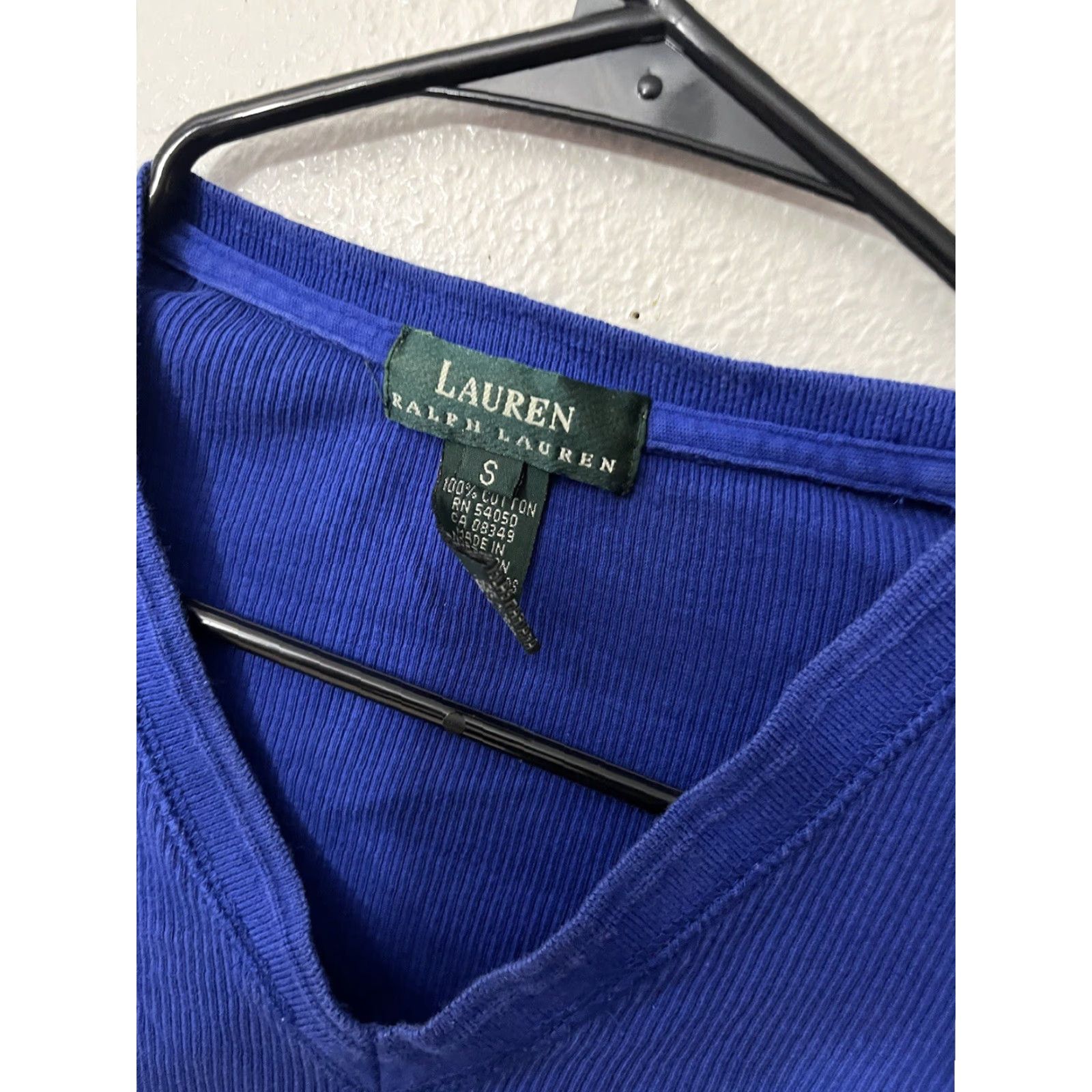 Ralph Lauren Lauren Ralph Lauren Waffle Knit Womens S Blue V-Neck Thermal Top Size S / US 4 / IT 40 - 2 Thumbnail