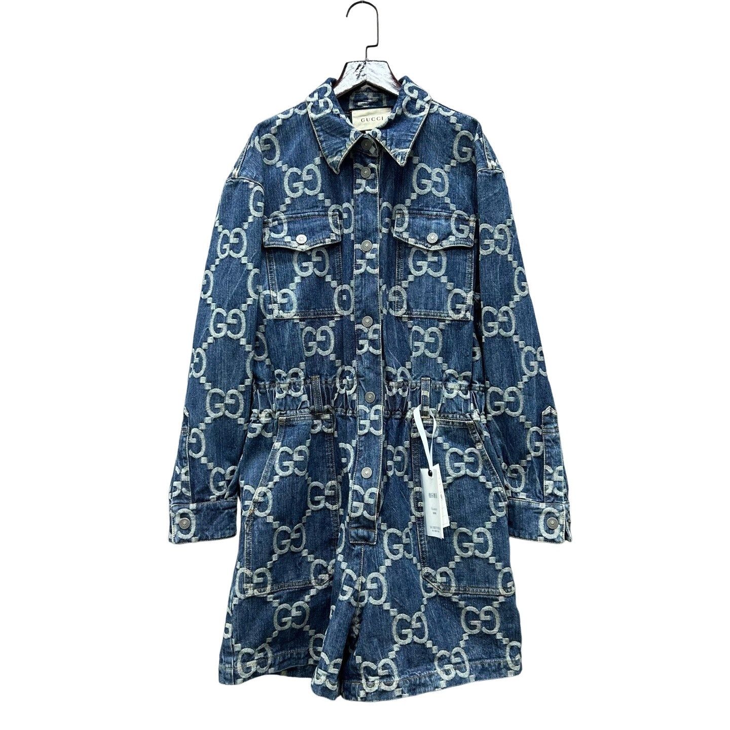 Gucci Gucci Monogram Denim Jumpsuit Size 44 Size 30" / US 8 / IT 44 - 1 Thumbnail