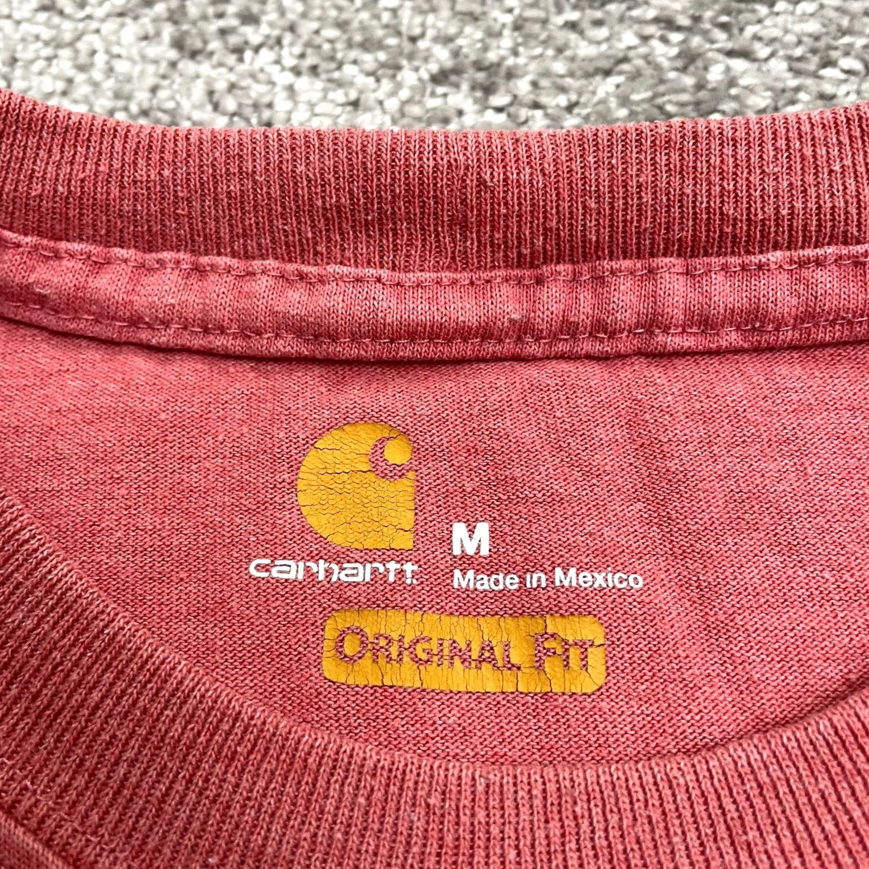 Carhartt VINTAGE Carhartt K87 Original Fit T-Shirt Mens Medium Orange Crew Neck Pocket Tee Size US M / EU 48-50 / 2 - 6 Thumbnail