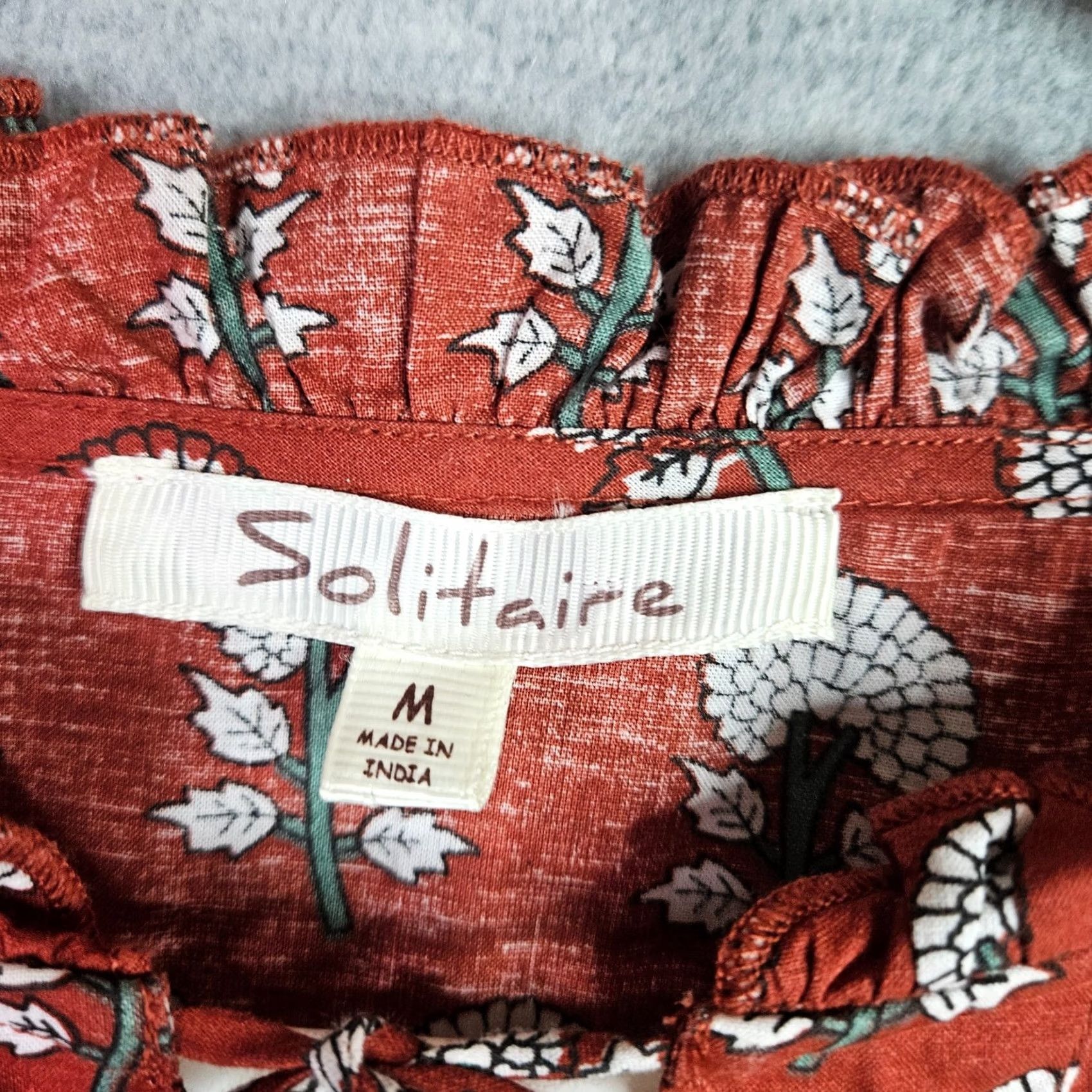 Rusty Solitare Blouse Women's Regular Size M Red Floral Lace Crochet Sleeve Knit Cotton Blend Shirt Size M / US 6-8 / IT 42-44 - 4 Thumbnail