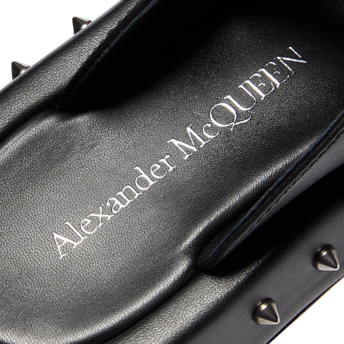 Alexander McQueen o1s22i1n0125 Leather Punk Slides in Black Size US 10 / IT 40 - 7 Thumbnail