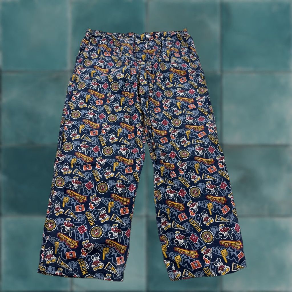 Disney VINTAGE Disney Parks Pajama Pants Mens 2XL Blue Mickey Mouse Lounge Flannel City State Graphic Print Size US 39 - 1 Thumbnail