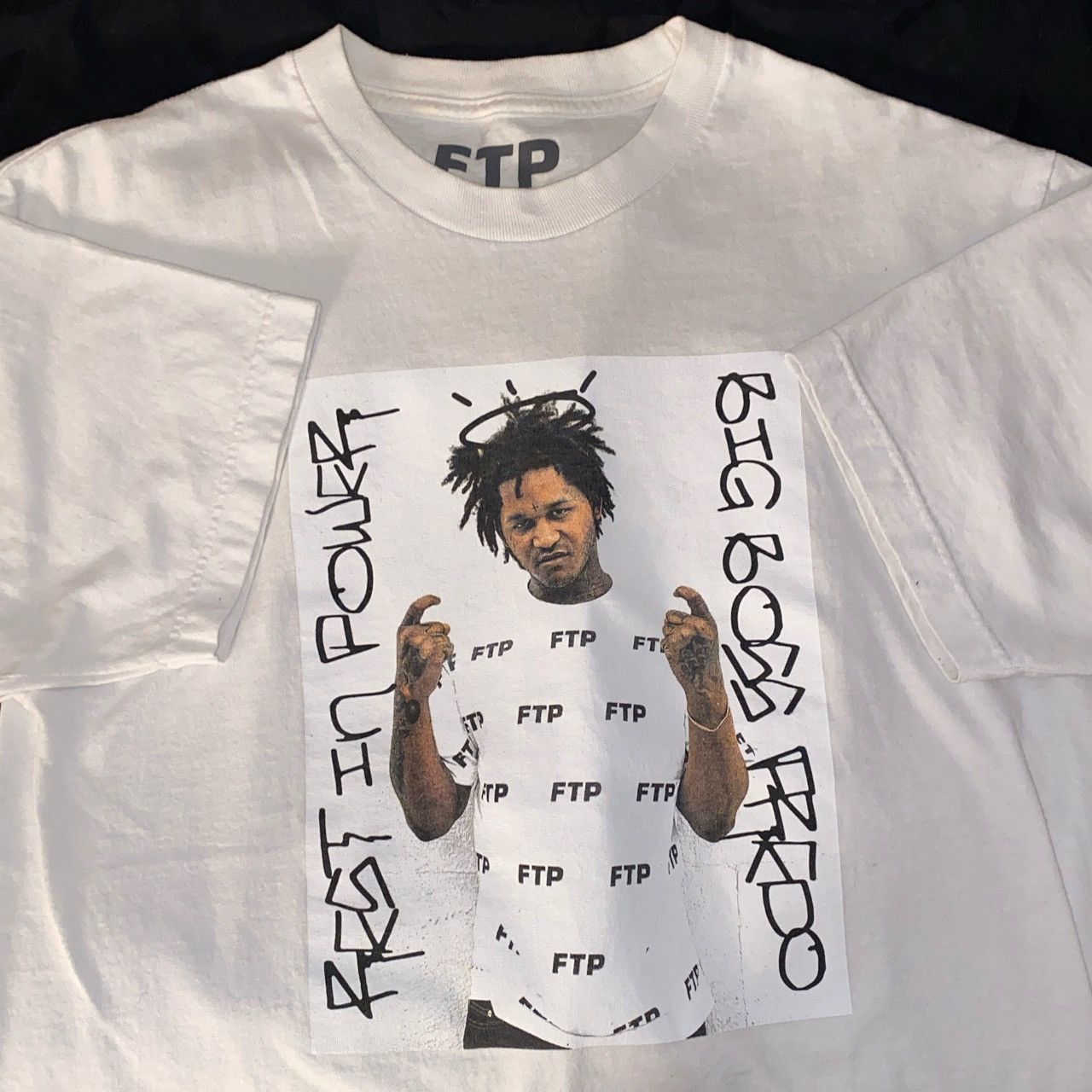 image of Fuck The Population x G59 Records Ftp “Rip Fredo Santana” Tee in White, Men's (Size Large)