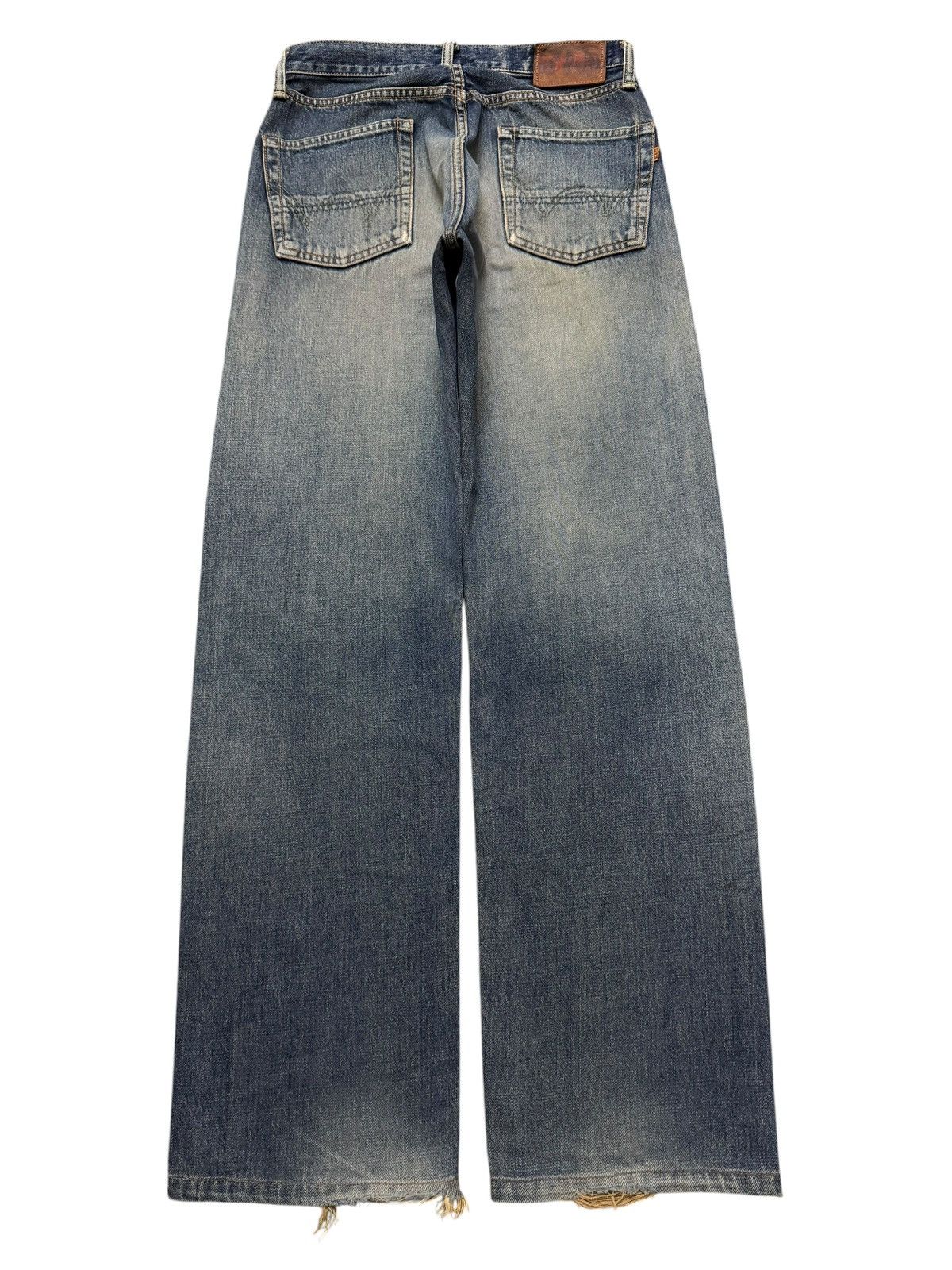Edwin Vintage 90s Edwin 505 Selvedge Faded Distress Wide Leg Baggy Size US 28 / EU 44 - 2 Thumbnail