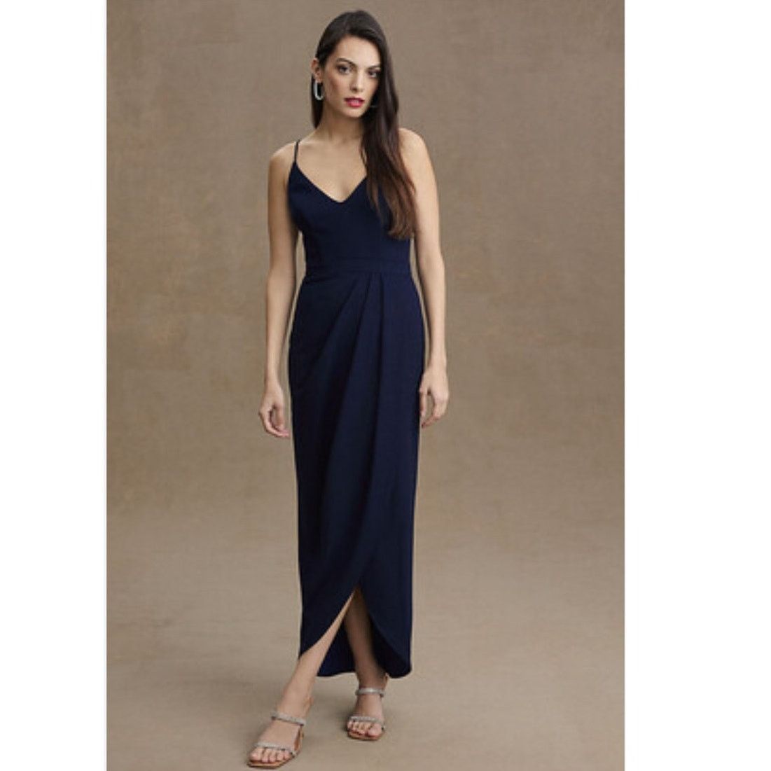 Anthropologie New BHLDN Lyra V-Neck Faux-Wrap Stretch Crepe Dress $198 22 Size 3XL / US 20-22 - 1 Thumbnail