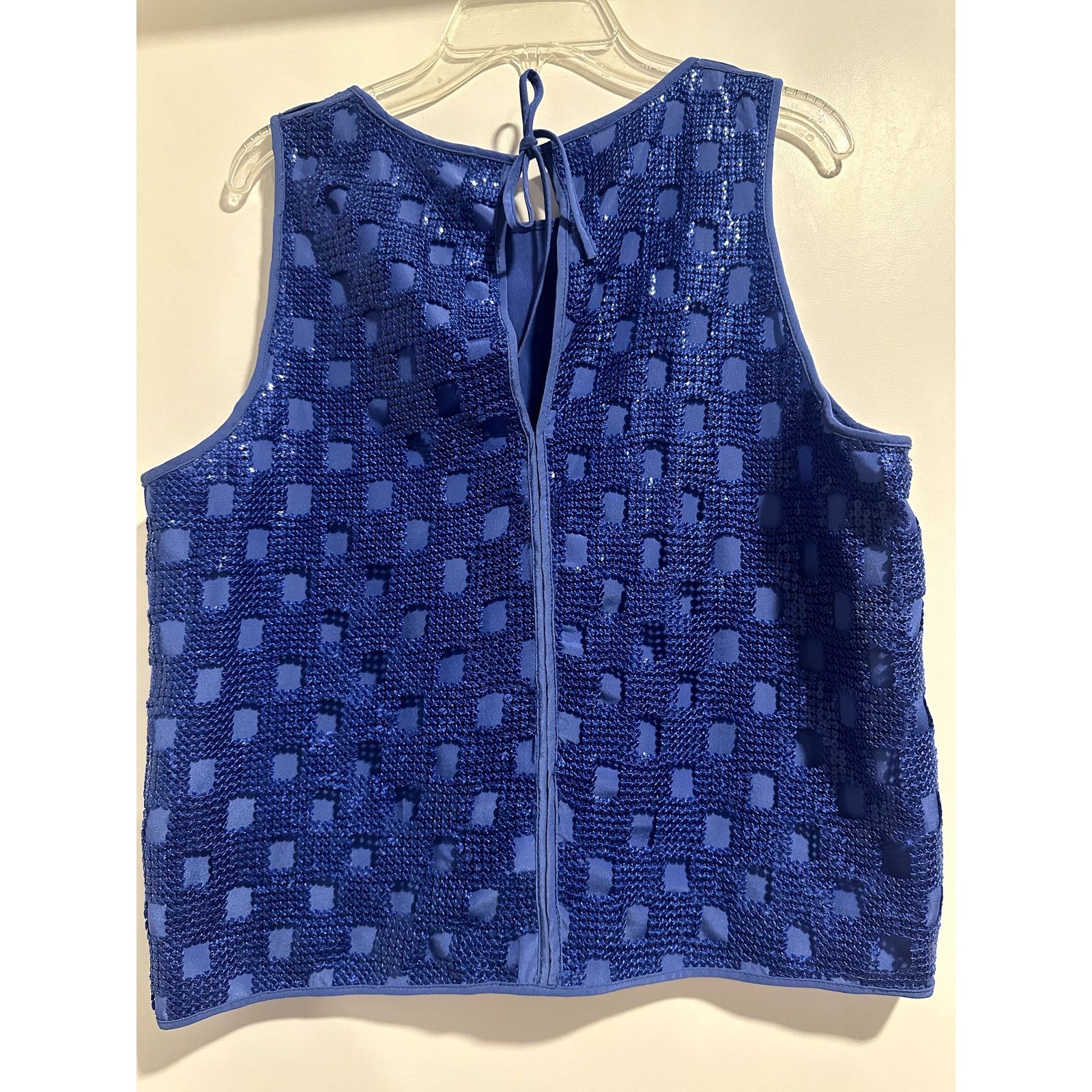 MSGM New MSGM Blue Sequin Lace Round Collar Tank Top Blouse Size S / US 4 / IT 40 - 3 Thumbnail
