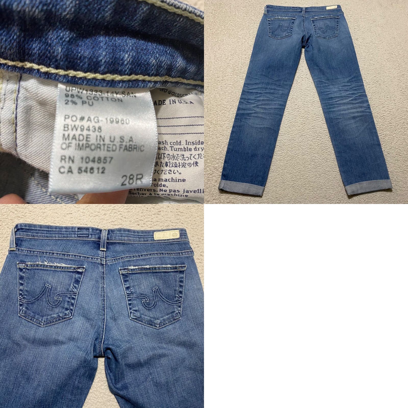 Denime AG Adriano Goldschmied Jeans Womens 28R Blue Denim Stilt Cigarette Roll Up Shirt? Size 26" / US 2 / IT 38 - 8 Thumbnail