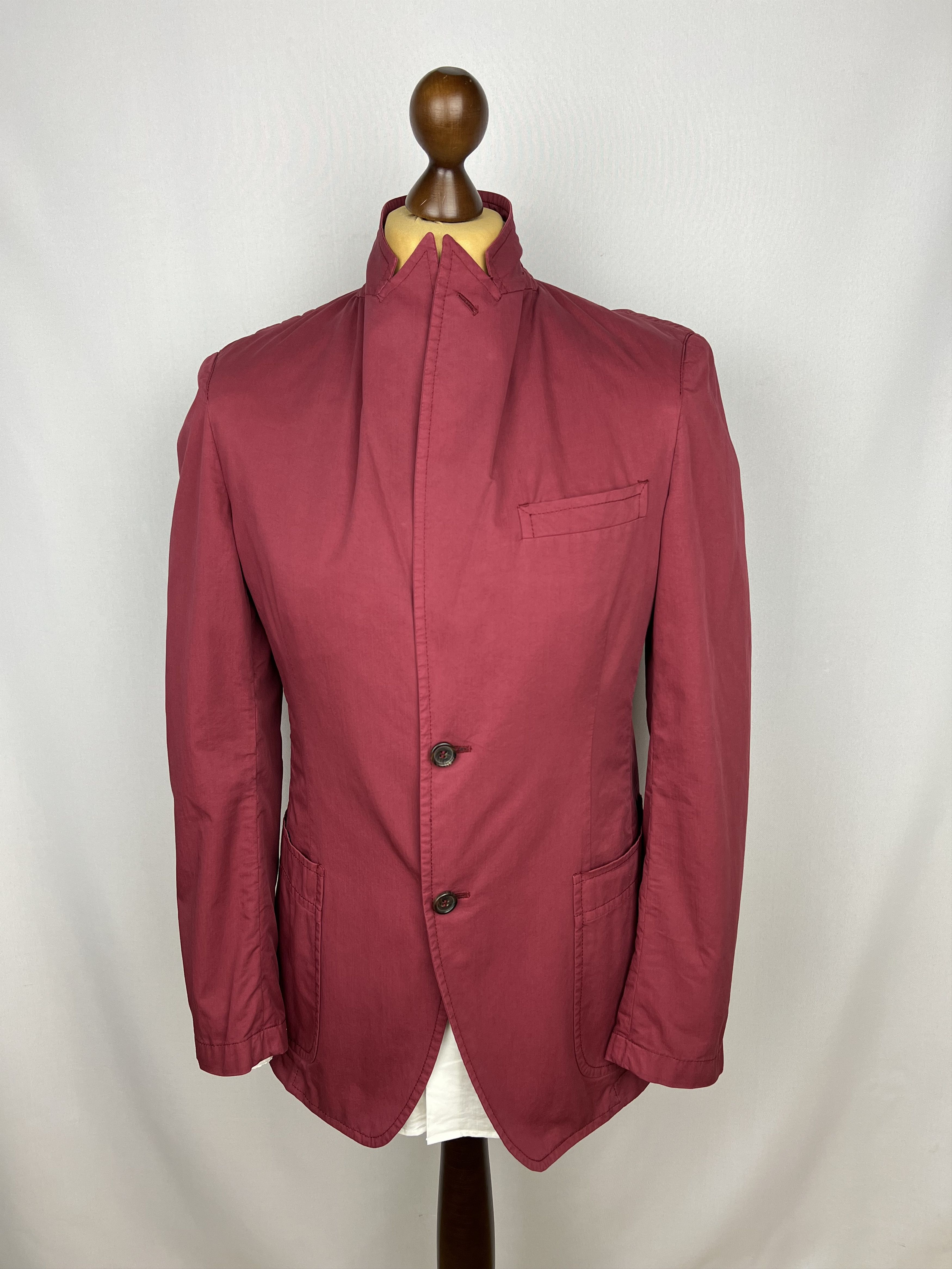 Prada Pale-Red Solid 100% Cotton Peak-Lapel Sport Coat Size 38R - 2 Thumbnail