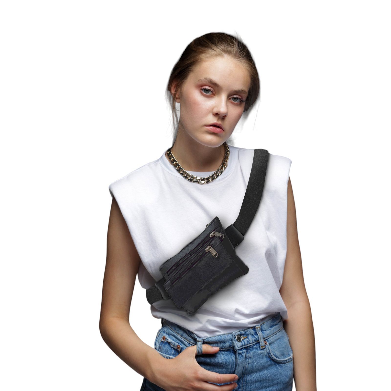 Handmade Women's Brand New Black Leather Crossbody Phone Bag Size ONE SIZE - 8 Thumbnail