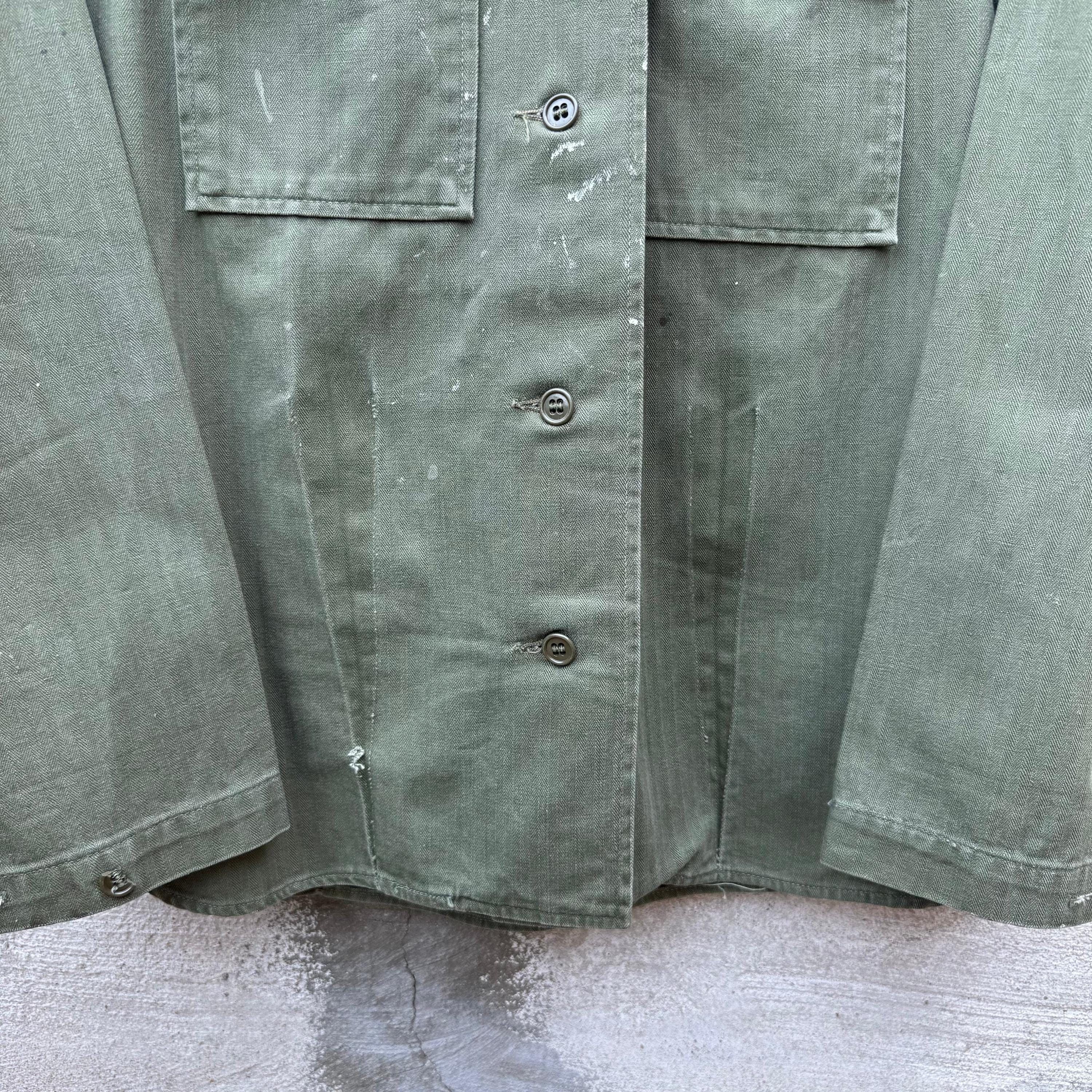 Vintage 40's US Military Women's Paint Splatter HBT Button Down Shir Size S / US 4 / IT 40 - 3 Thumbnail
