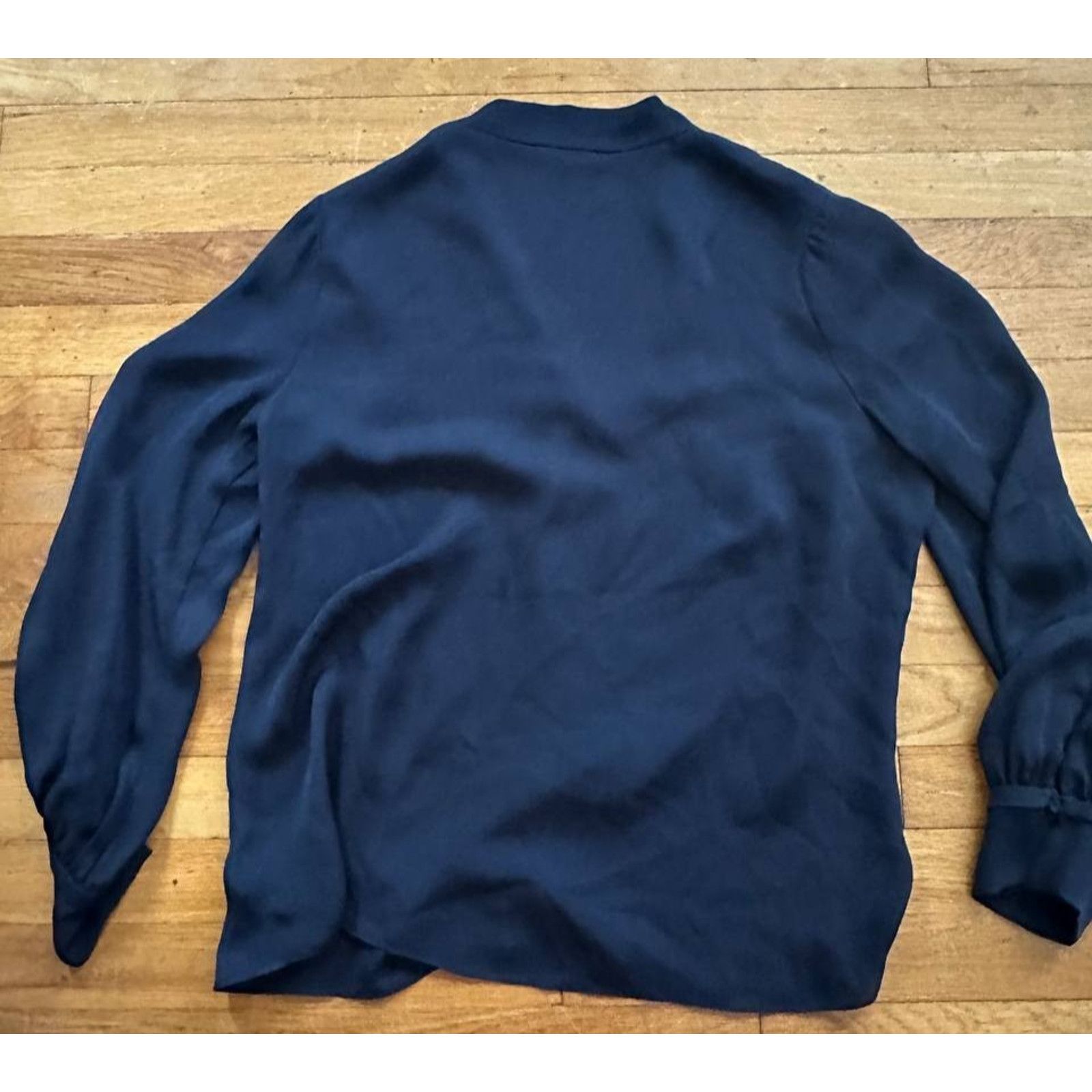 Rebecca Taylor Rebecca Taylor Sophie 100% Silk Navy Top Size L A000987 Size L / US 10 / IT 46 - 3 Thumbnail
