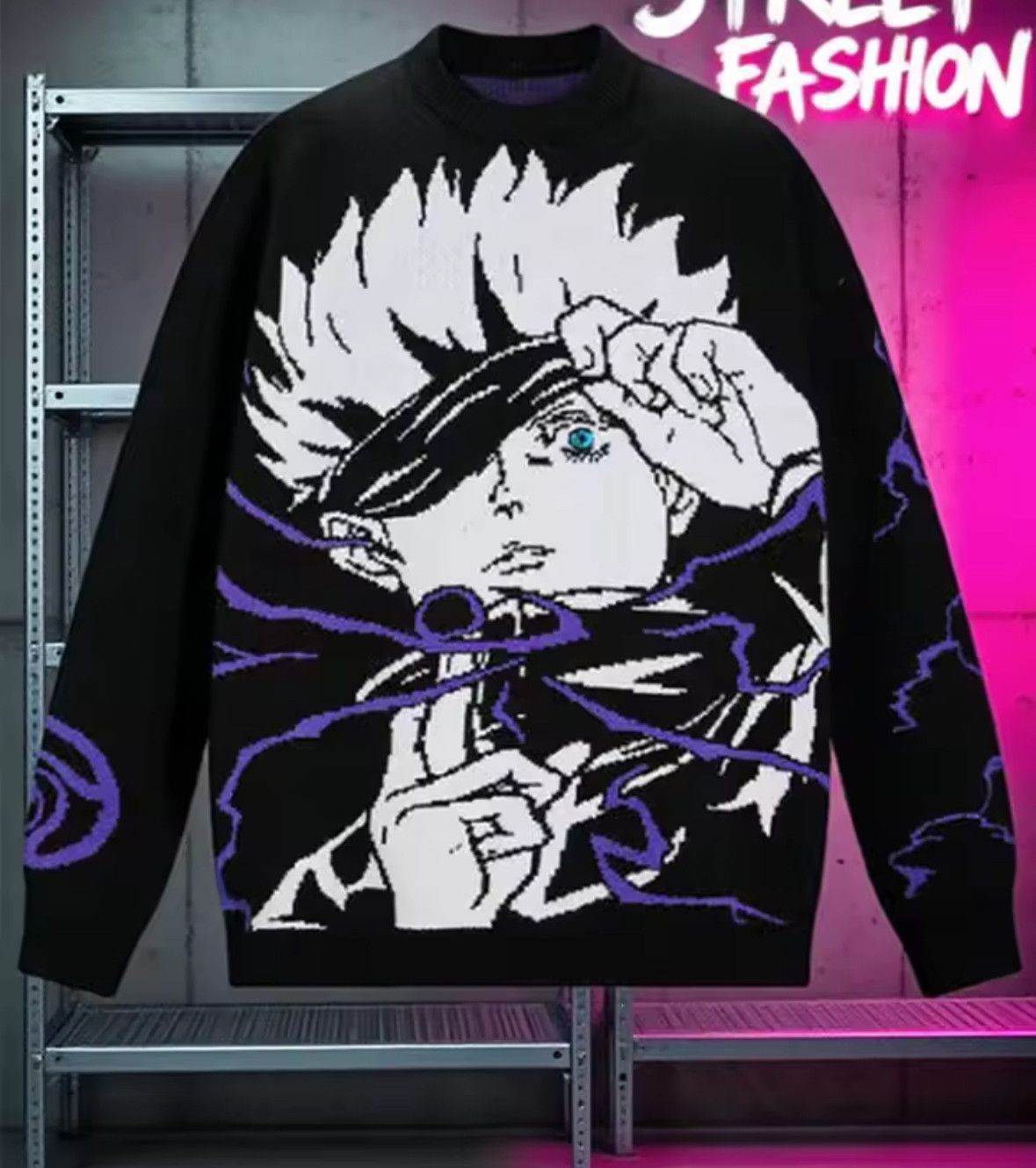 Other Gothic Y2K Anime Jacquard Pullover Knit Oversized Sweater Size US L / EU 52-54 / 3 - 1 Thumbnail