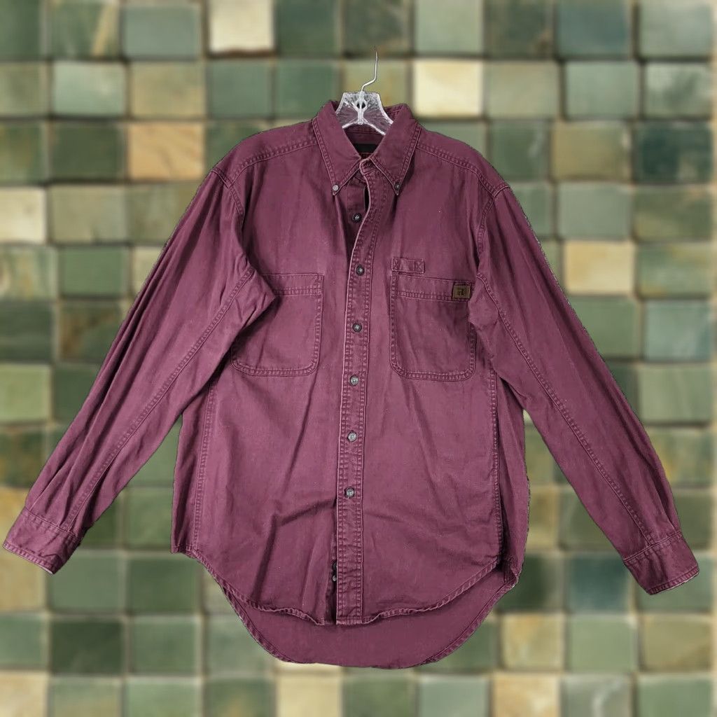 Wrangler Wrangler Riggs Workwear Mens Long Sleeve Button Up Purple Maroon Size M Size US M / EU 48-50 / 2 - 1 Thumbnail